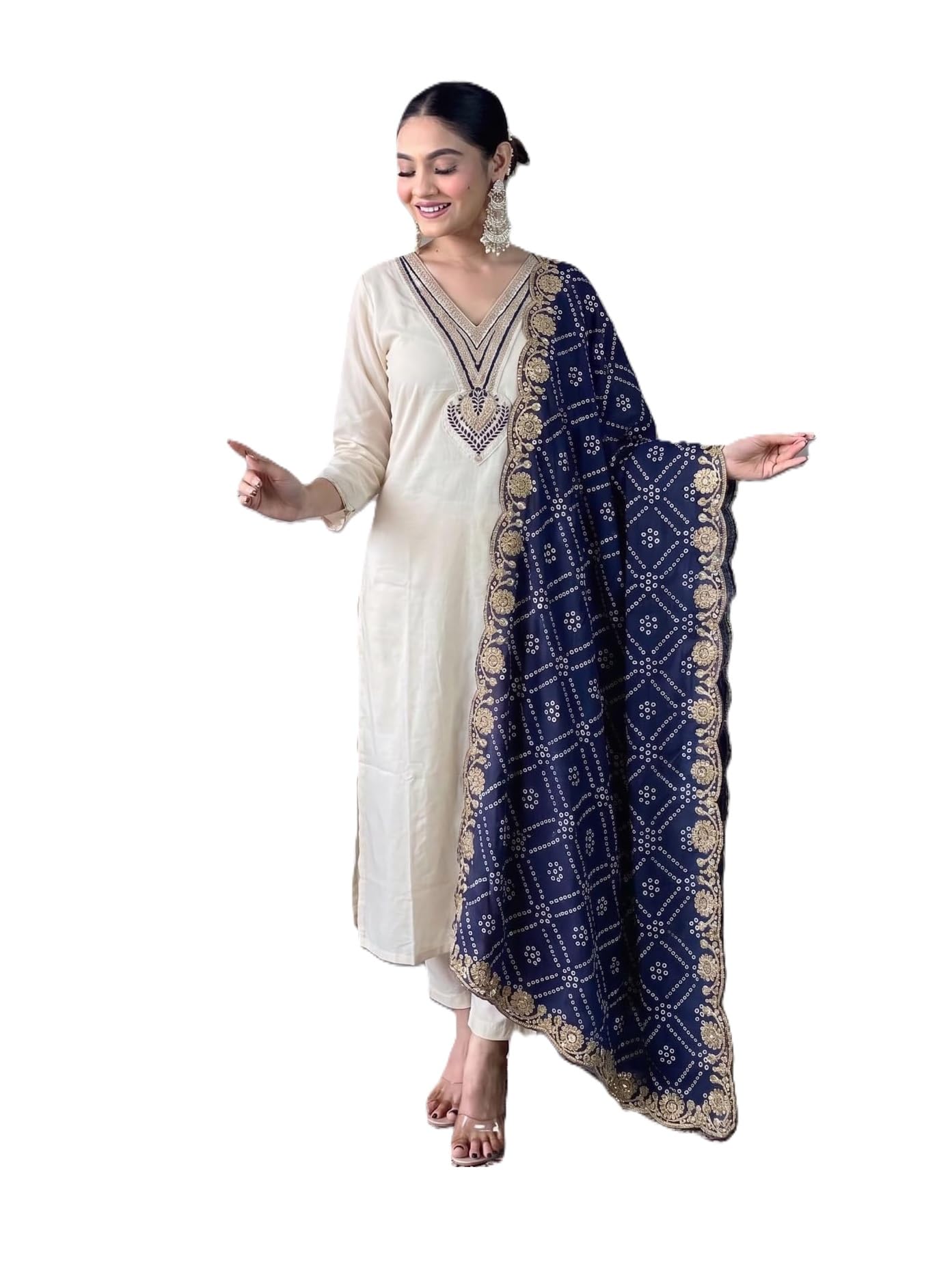 Women Rayon Embroidered Kurta Bottom Ensemble With Printed Badhani Dupatta Ethnic Set-picture-17