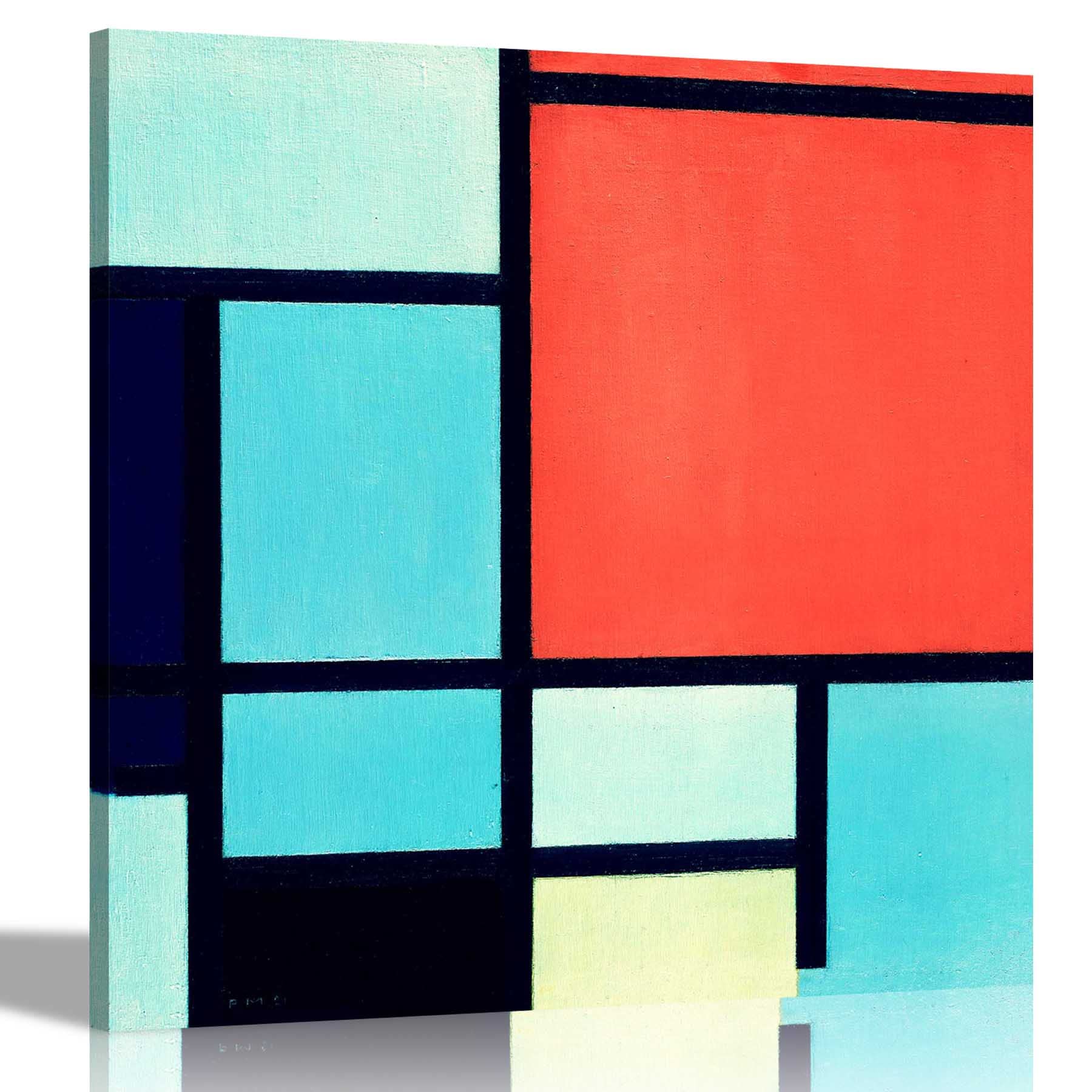 Artley Prints Red Black Blue White Red Black Blue And White By Piet Mondrian Canvas Prints Wall Decor Oil Painting Reproduction Home Office Wallart Pictures 86 X 86 Cm (34 X 34 Inches)