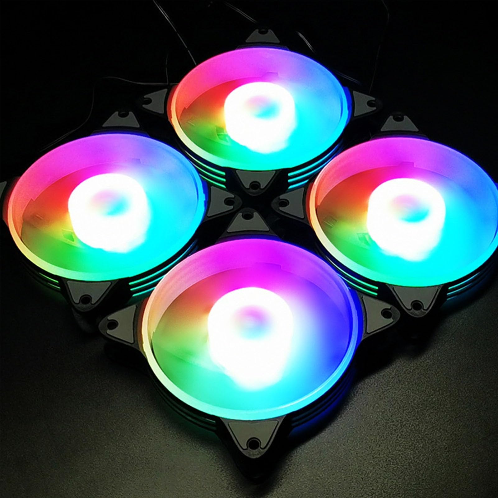 AMONIDA Wentylator RGB LED 120mm, Cicha Praca i Wydajne Chłodzenie, 12V, 1