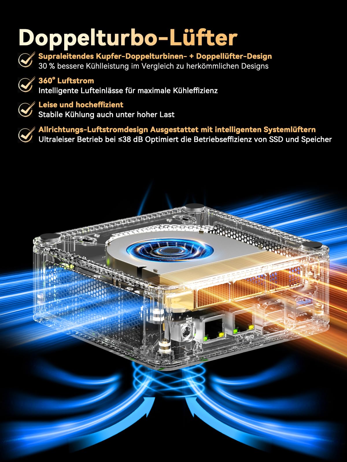 GMKtec Gaming Mini PC Ryzen 5 7640HS (stärker 6800H) mit grafikkarte AMD 760M, 32GB DDR5 RAM 512G M.2 SSD, Mini Desktop Computer mit Dual 2.5G LAN/WiFi 6E/Triple 4K Display/USB 4.0 für Spiele und Büro