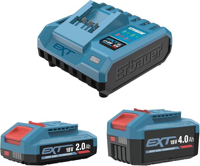 Erbauer Pack Chargeur et 2 Batteries Lithium-ION 2Ah + 4Ah