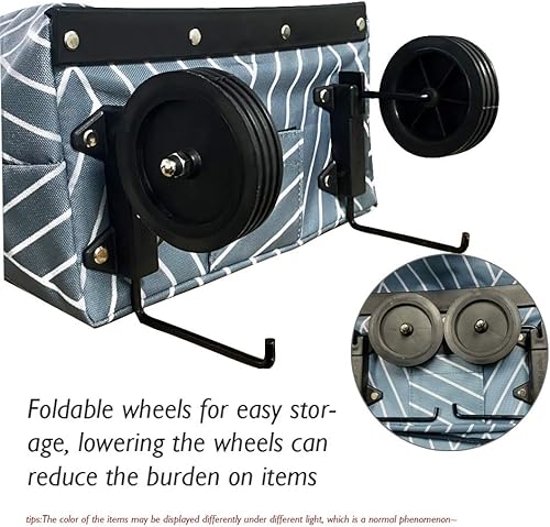 Miniatura 3 de Grocery Cart with Wheels, Reusable Portable Collapsible Trolley Bags Hand Pulling Utility Collapsible Grocery Bag with Hand Straps Folding Shopping