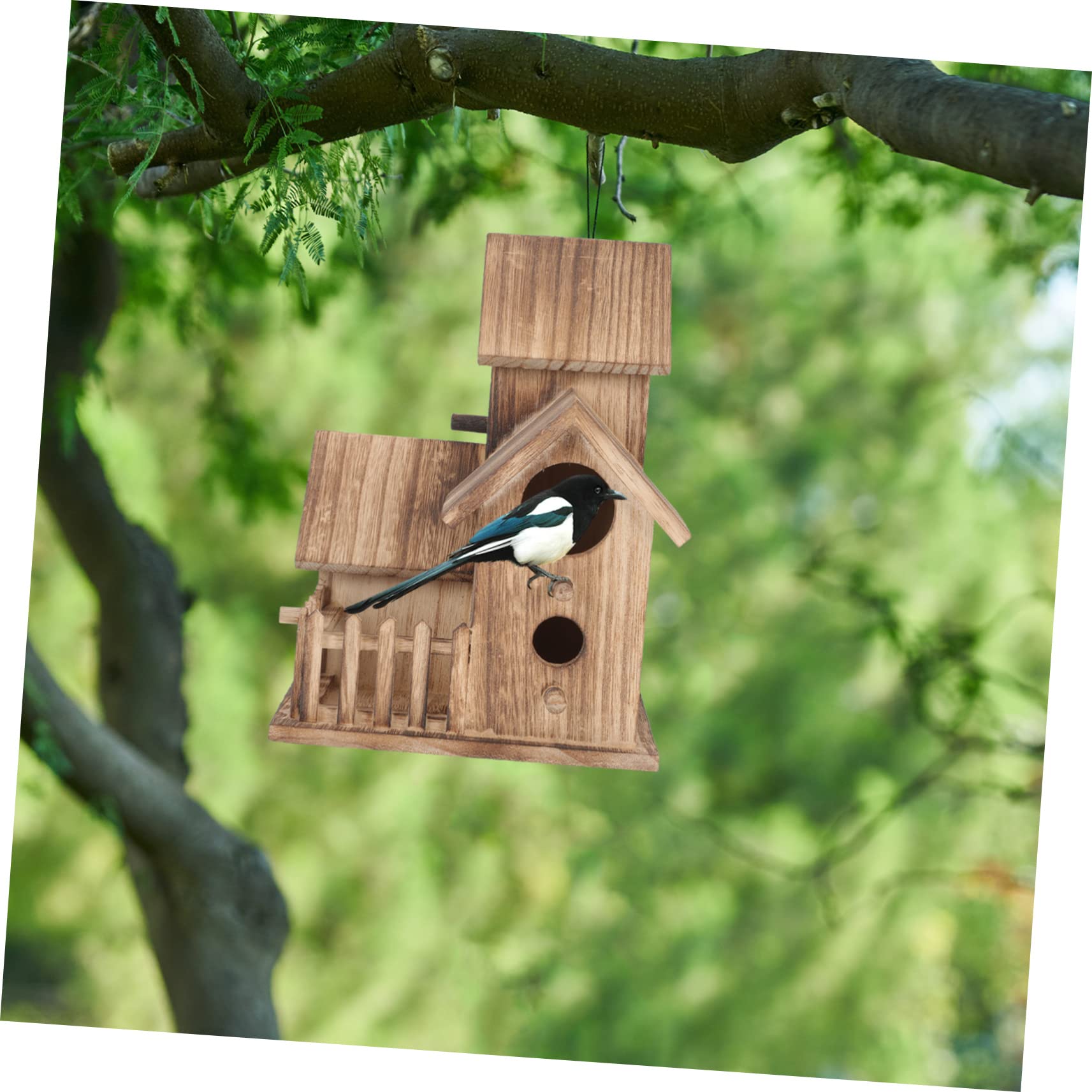Villa Nido De Pájaro De Madera para Jardín Comedero Independiente para Pájaros Casa De Anidación para Periquitos