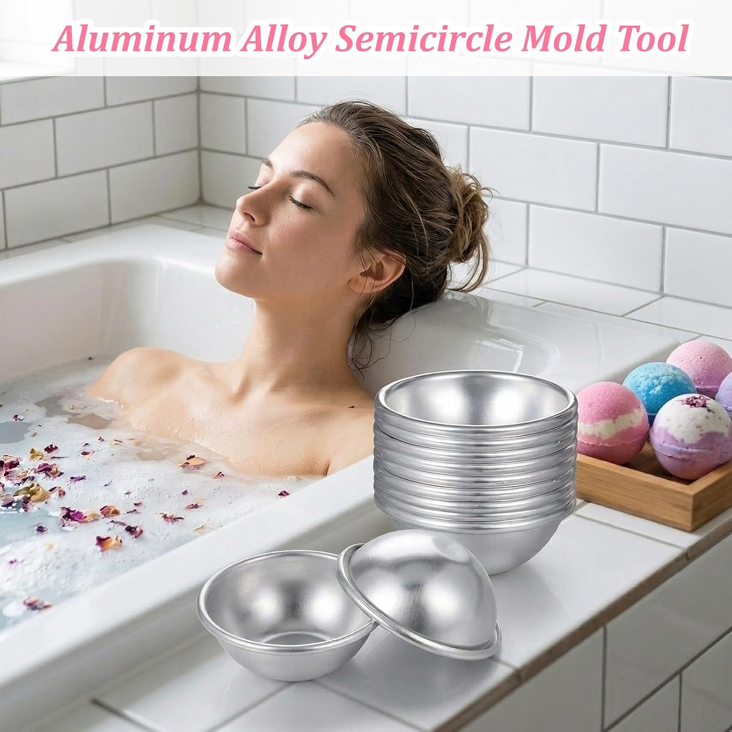 12 Pcs Metal Bath Bomb Molds - 5.3cm/2.1 Inch Bath Bomb Mold Making Kit - DIY Spherical Press Soap Kit for Crafting Handmade SPA Bombs Soap Making