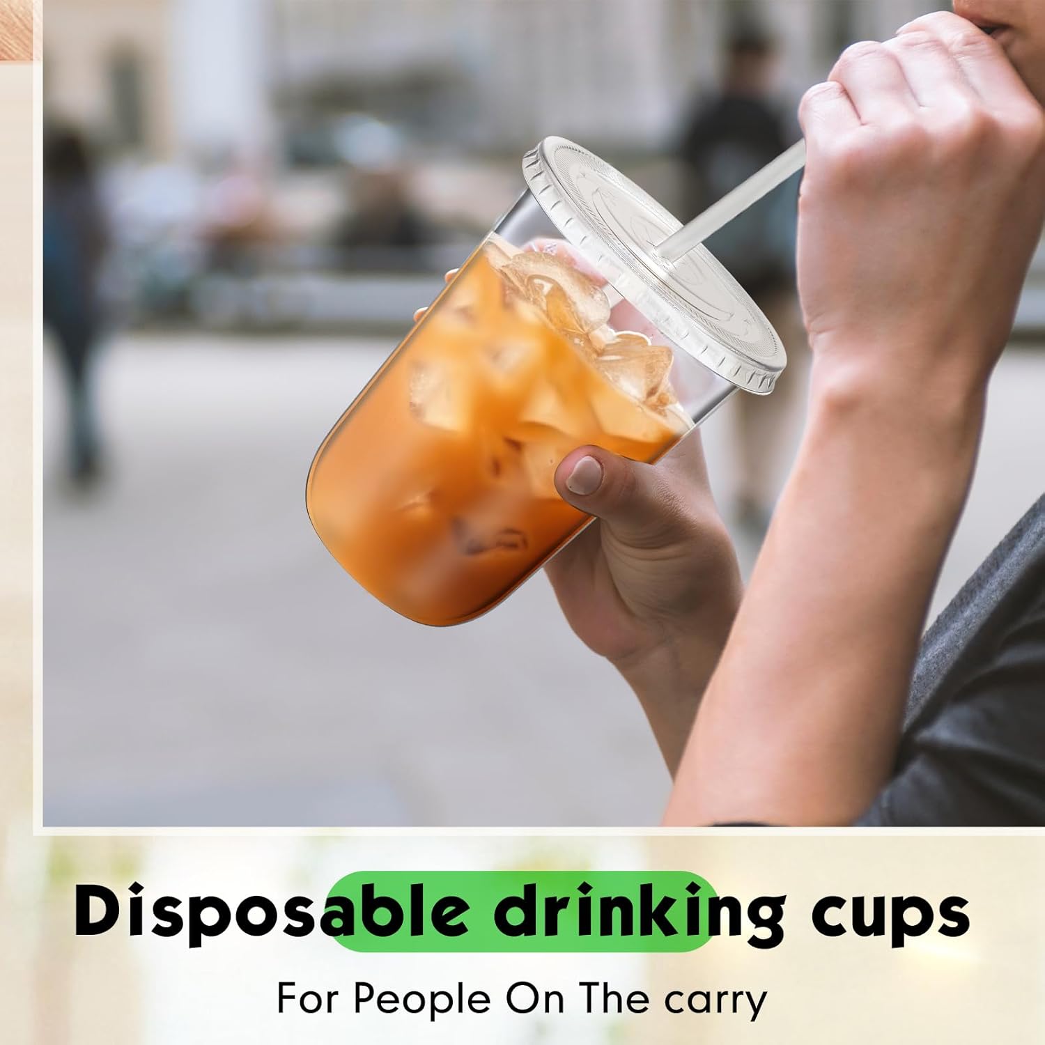 50 Sets Clear Plastic Cups with Lids and Straws, Disposable Iced Coffee Cups Drinking PET for Cold Drinks, Juice, Smoothie, Coffee Shops, Party, Christmas(Clear,16 oz) - Image 5