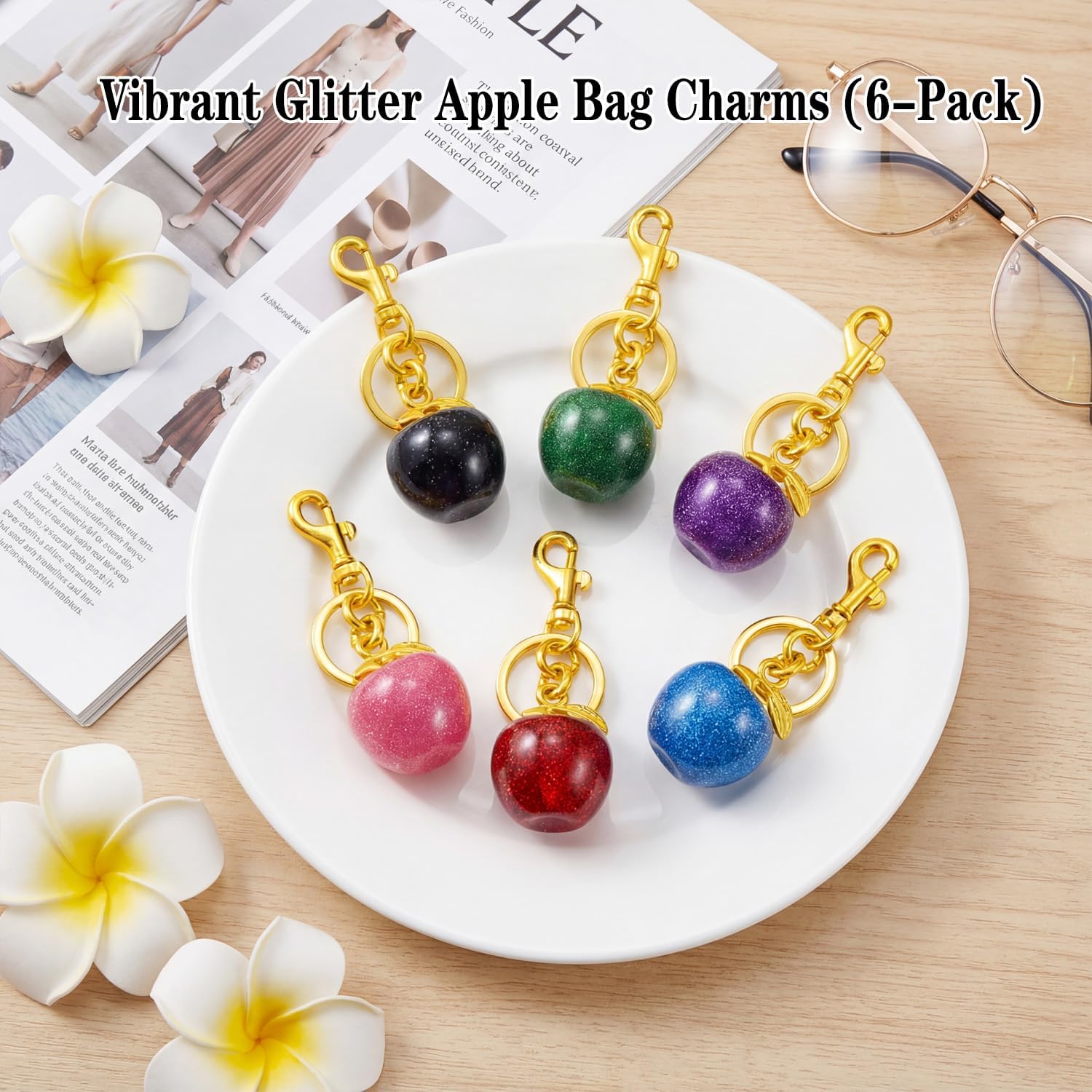 Cherry Bag Charm Set 12 pcs Cute Cherry Keychain Cherries Purse Charms for Women Gold Red Black Key Chain Accessories - Image 3