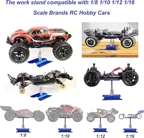 Miniatura 2 de Estación de trabajo de aluminio para reparación de coche RC, rotación 360, adecuado para coches RC escala 1/8, 1/10, 1/12, 1/16