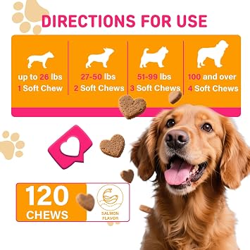 Eye Supplements for Dogs - Vision Support Soft Chews with Lutein | DHA & Vitamin C | 120ct Salmon Flavor Tear Stain Chews | Cataract & Dry Eye Relief Supplement (120 Ct, Salmon)