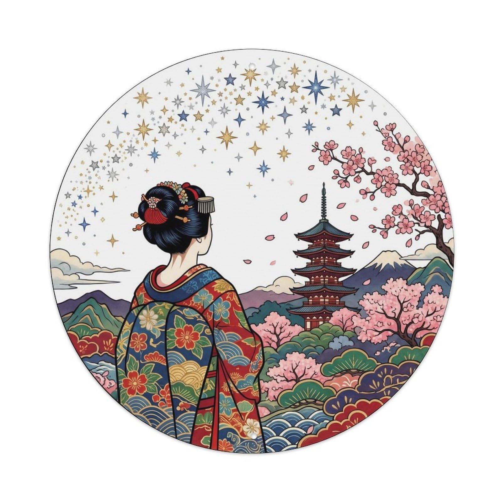 Japanese Geisha Twinkling Starlight Shimmer Metal Tin Sign