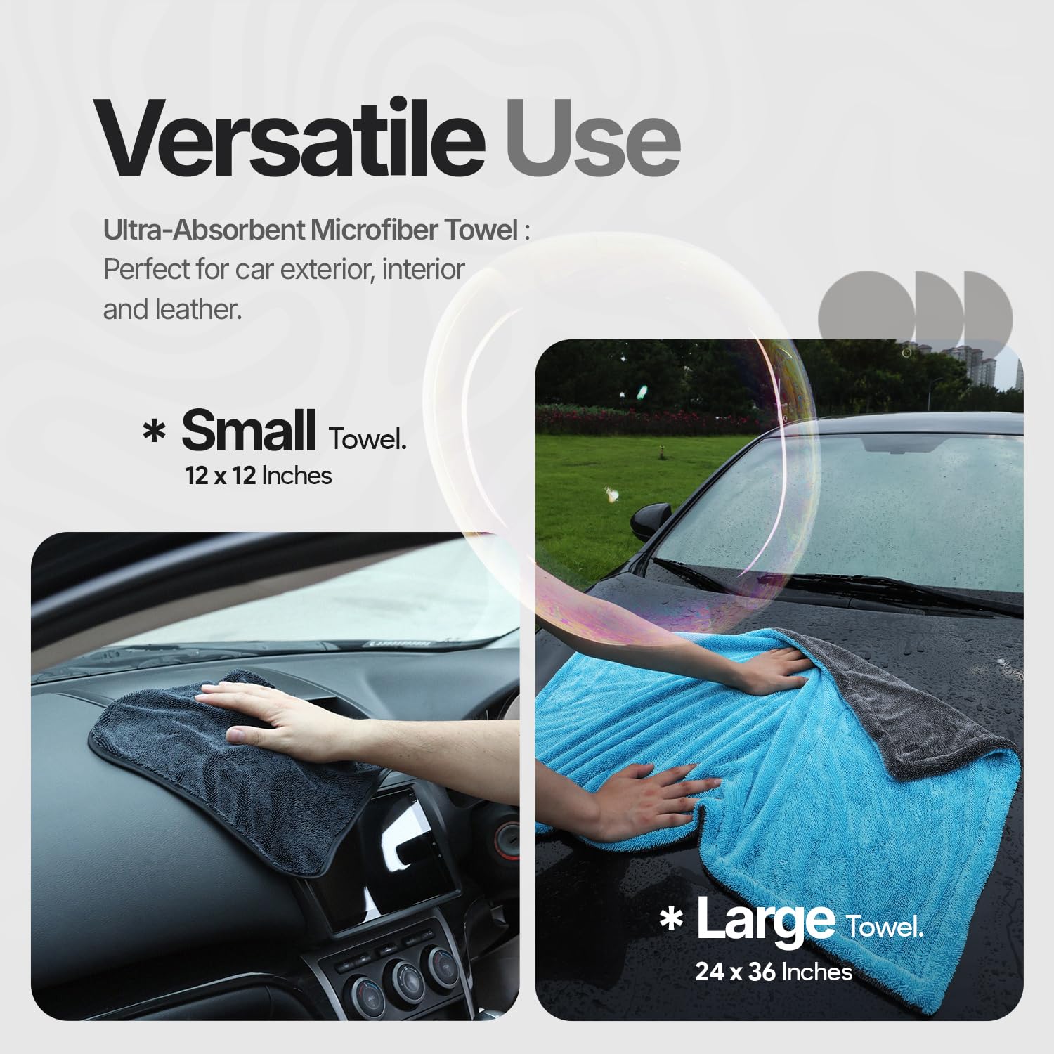 Toallas de microfibra para coches, 1300 g/m², tamaño grande, doble bucle trenzado, 2 piezas, mezcla 70/30, secado rápido, alta absorción, sin bordes, sin rayas, toalla de secado de coche para detalles