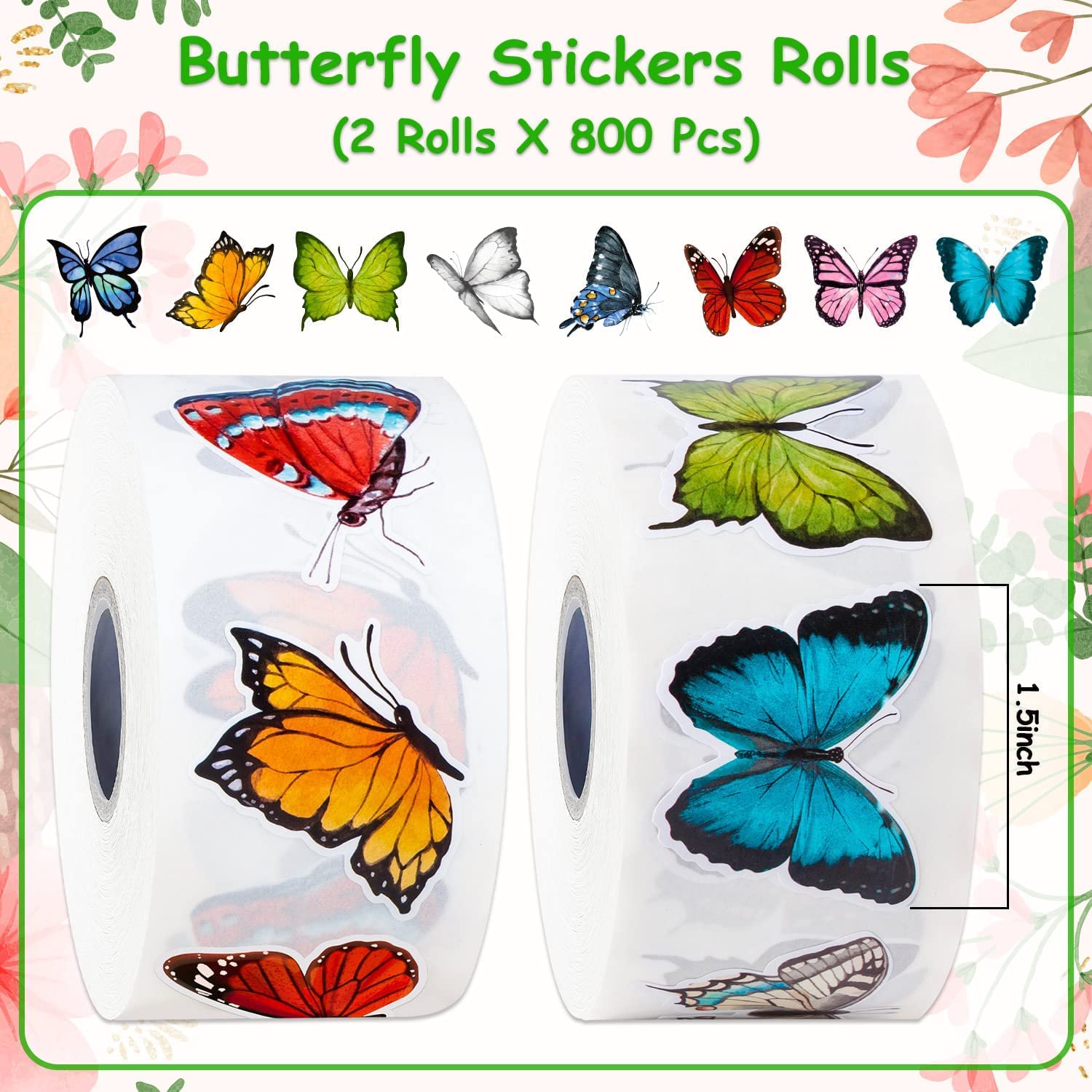 1600 Stück Schmetterling Aufkleber – 16 Motive, Wasserfest & Sonnenbeständig, Für Dekoration & Basteln