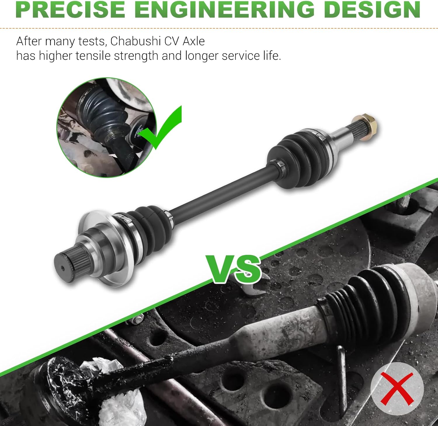 Rear Left CV Axle & Wheel Bearing Kit for Yamaha Rhino 450 2006 2007 2008 2009, Rhino 660 2006 2007, 1 pair Rear Left Greased 4340 Chromoly Steel CV Axle Drive Shaft & Bearing Assembly