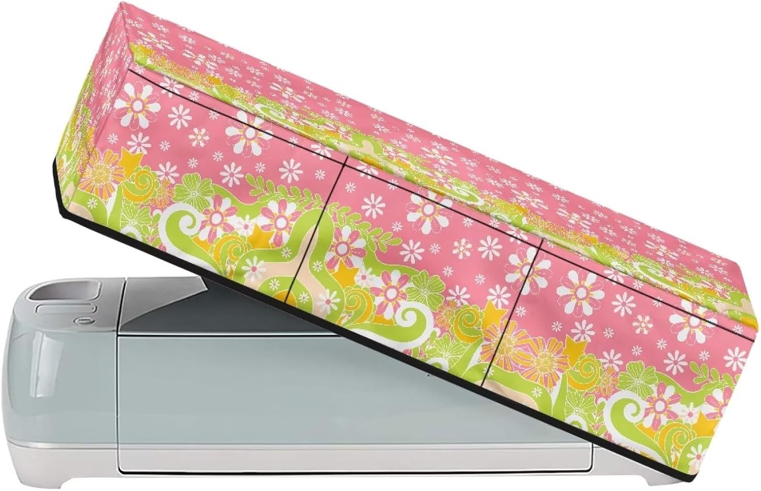 Pink Flowers Carrying Case Cover Dust Cover Elastic Scrapbooking Die-cut Machine Covers Stain Resistant Carrying Case for DIY Cutting Machine