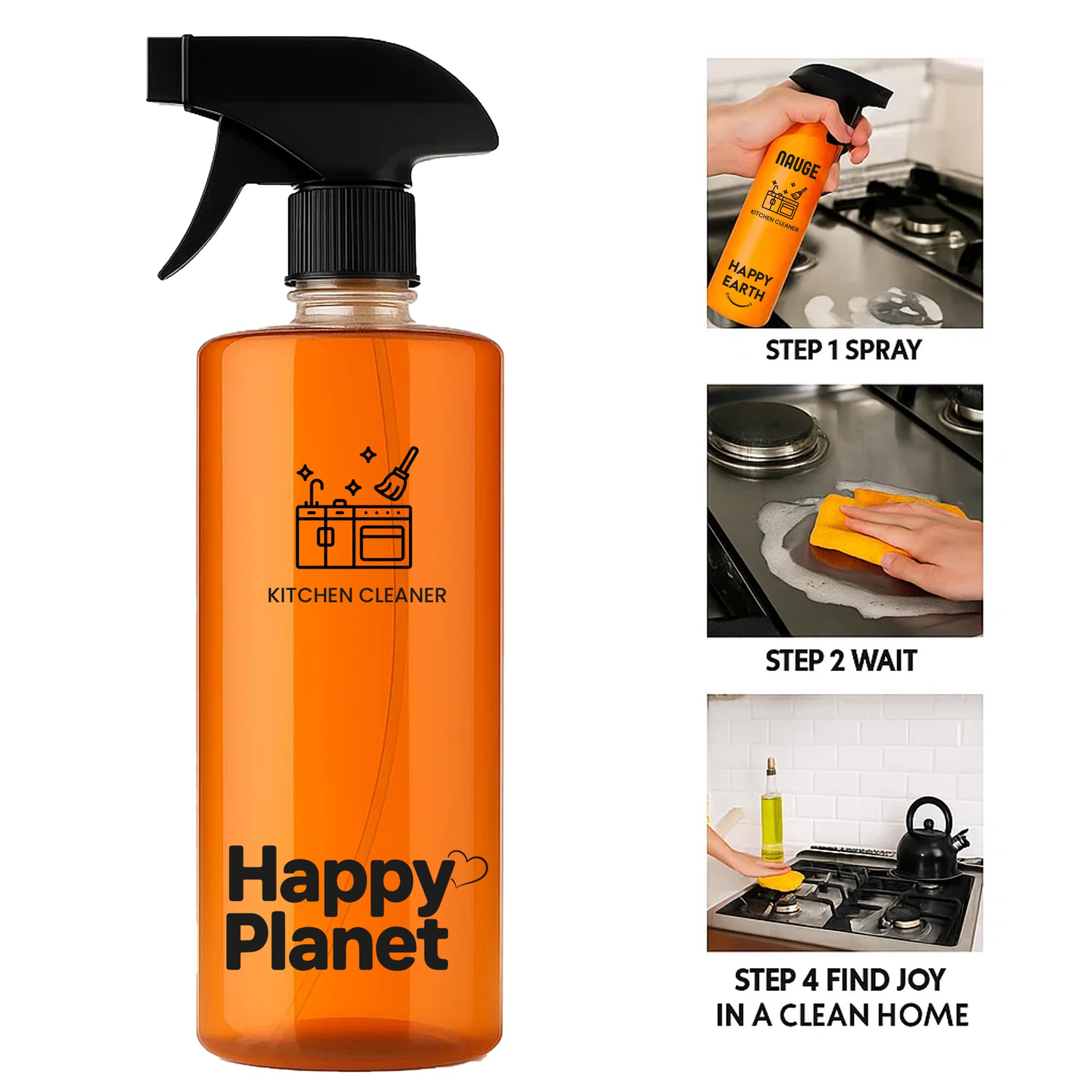 Happy Planet | Kitchen Cleaner | India’s 1st Foaming Formulation for Less Scrubbing | 500ml | Suitable for Stoves, Chimneys, Counter Tops, Appliances, Walls & Cabinets | Non Toxic (500ML Pack Of 1) - Image 5 thumbnail