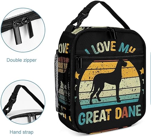 Miniatura 5 de Great Dane - Bolsa de almuerzo con diseño de danés, lonchera de capacidad portátil, bolsa de almuerzo grande reutilizable para hombres y mujeres,