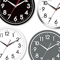 Vista 7 de AKCISOT Reloj de pared moderno negro silencioso sin tictac, funciona con pilas, de 10 pulgadas, reloj analógico pequeño clásico decorativo