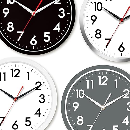 Miniatura 5 de AKCISOT Reloj de pared moderno negro silencioso sin tictac, funciona con pilas, 12 pulgadas, pequeño reloj analógico clásico, decorativo para