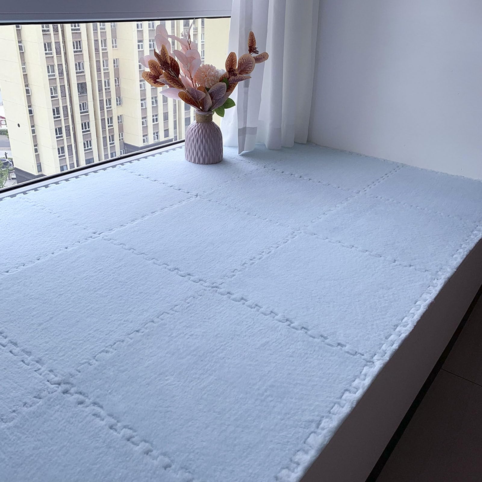 Tappeto ad Incastro Splice, 10 Pezzi, Tappetino in Schiuma per Pavimenti a Puzzle, Piastrelle per tappeti in Schiuma quadrate ad Incastro, tappetini in Schiuma per pavime,Light Blue