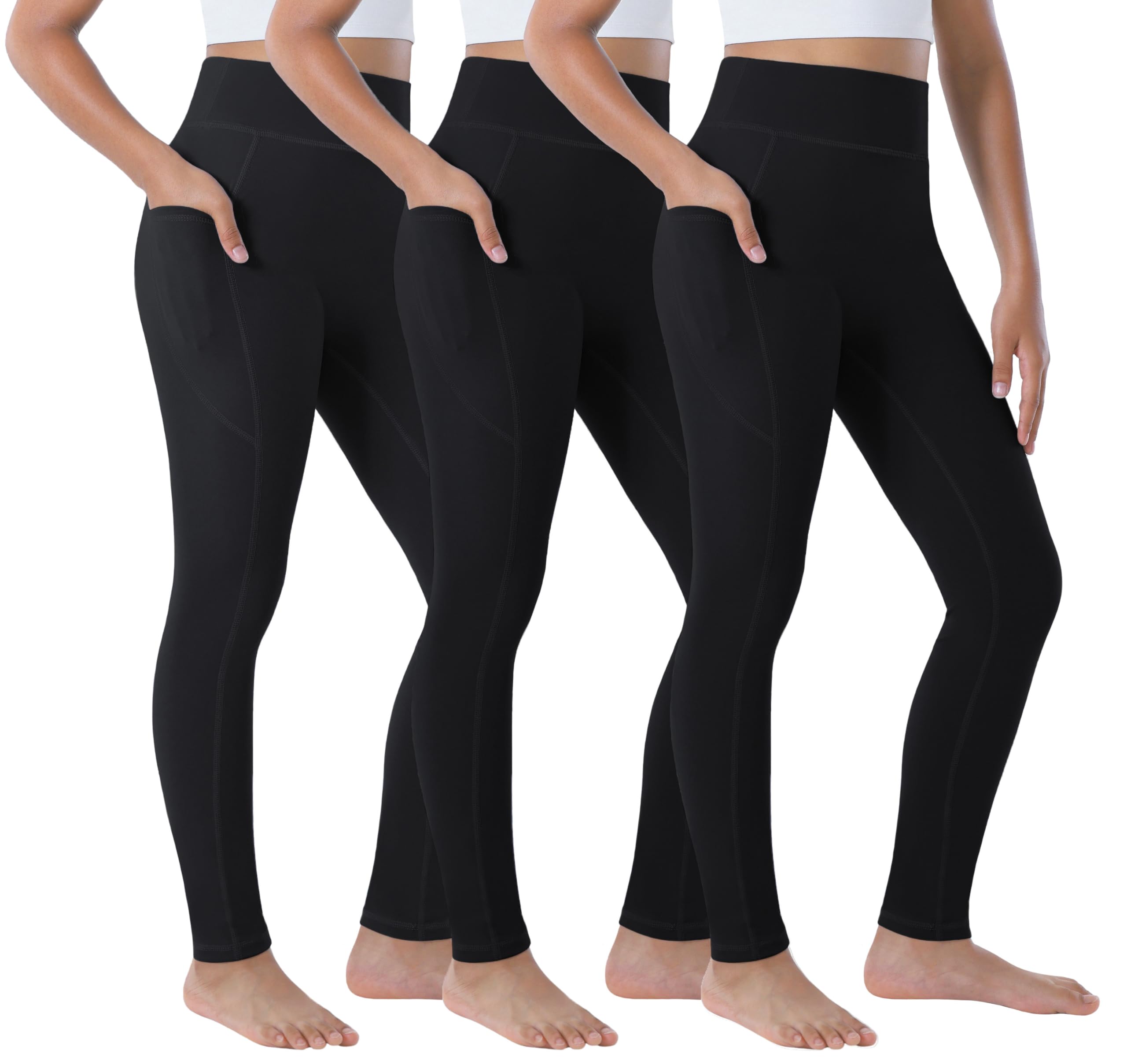 Mädchen-Leggings mit Taschen, athletisch, hohe Taille, für Training, Tanzen, Laufen, Yoga
