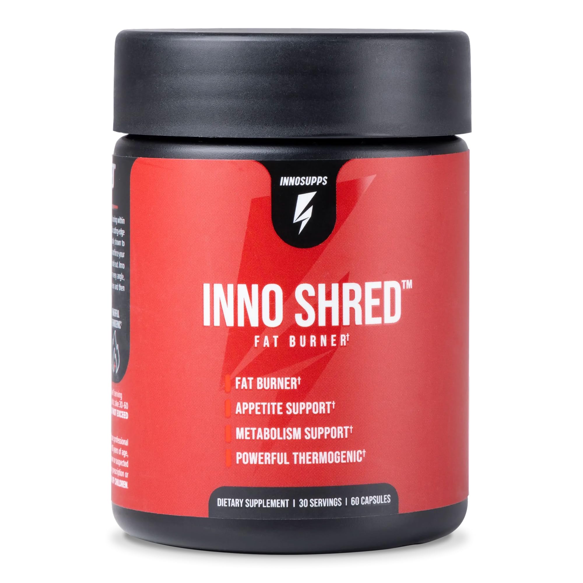 InnoSupps Inno Shred - Day Time Fat Burner | 100mg Capsimax, Grains of Paradise, Organic Caffeine, Green Tea Extract, Appee Suppressant, Weight Loss Support (60 Veggie Capsules) | (with Stimulant)