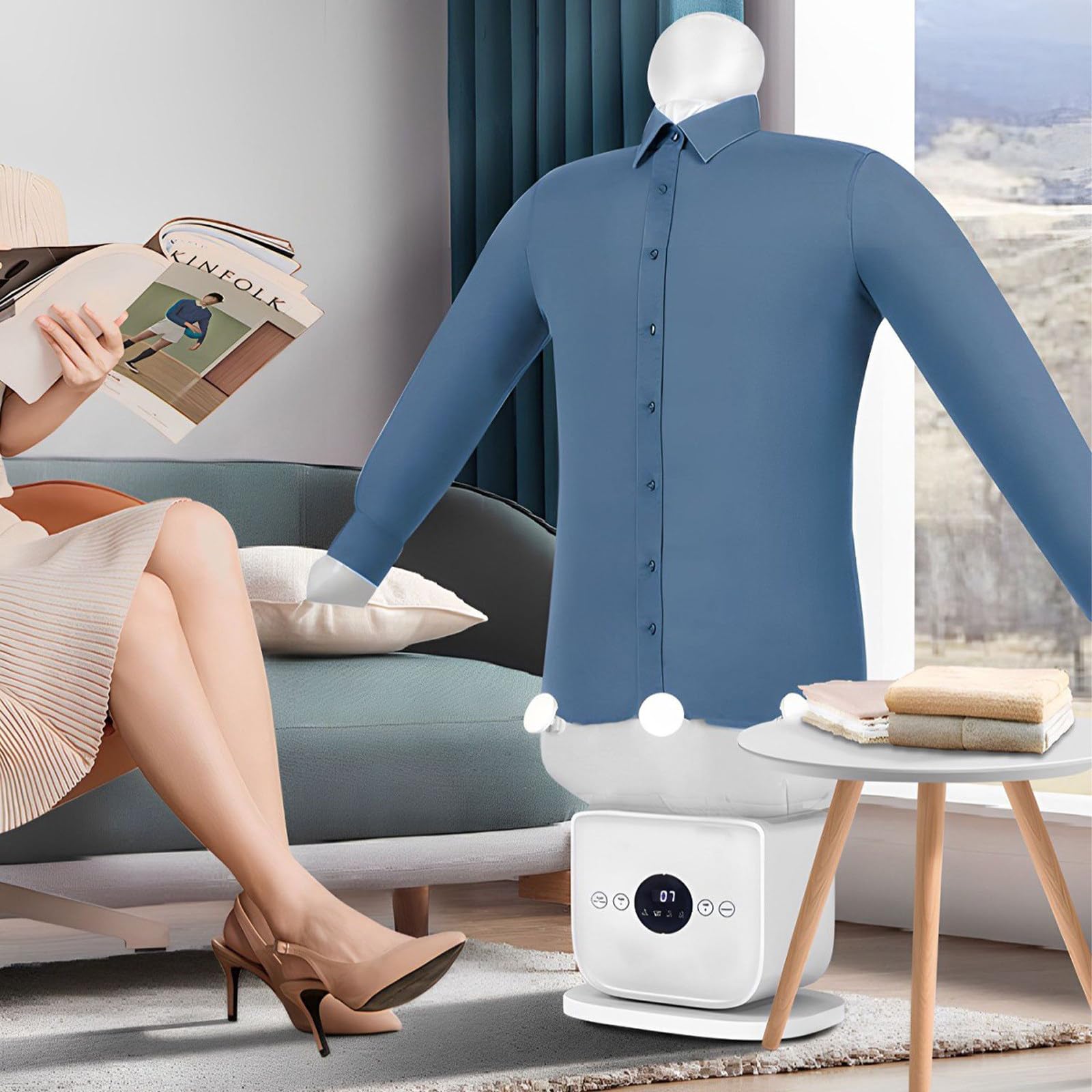 Macchina da Stiro Automatica da 1400W for la casa,asciugatrice elettrica Portatile,Armadio a Vapore Verticale,asciugatrice ad Aria Calda Automatica e Ferro da Stiro