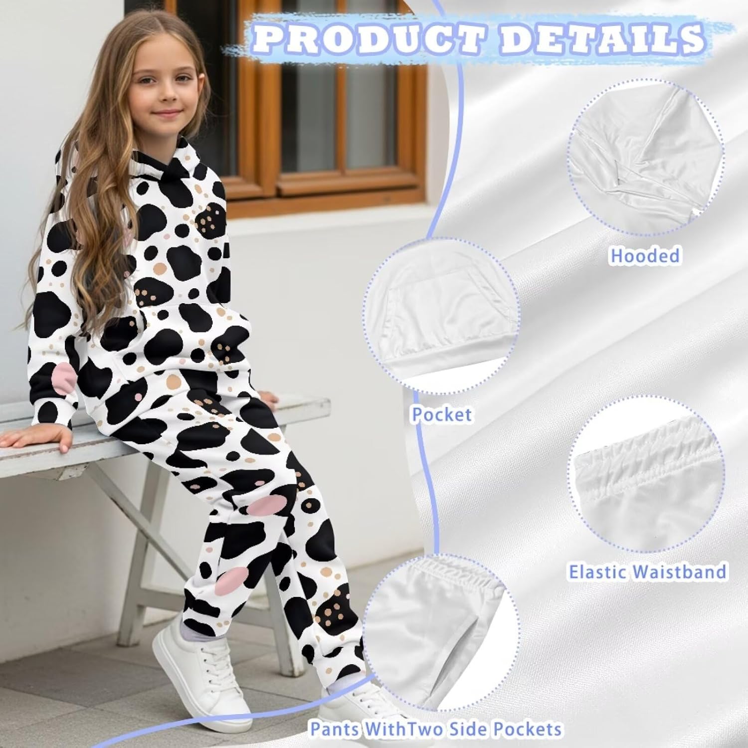 Sweatshirts for Girls 7-14 Soft Comfy Hoodies Long Sleeve Sweatshirt and Long Pants 2 Piece Outfits Fall Clothes