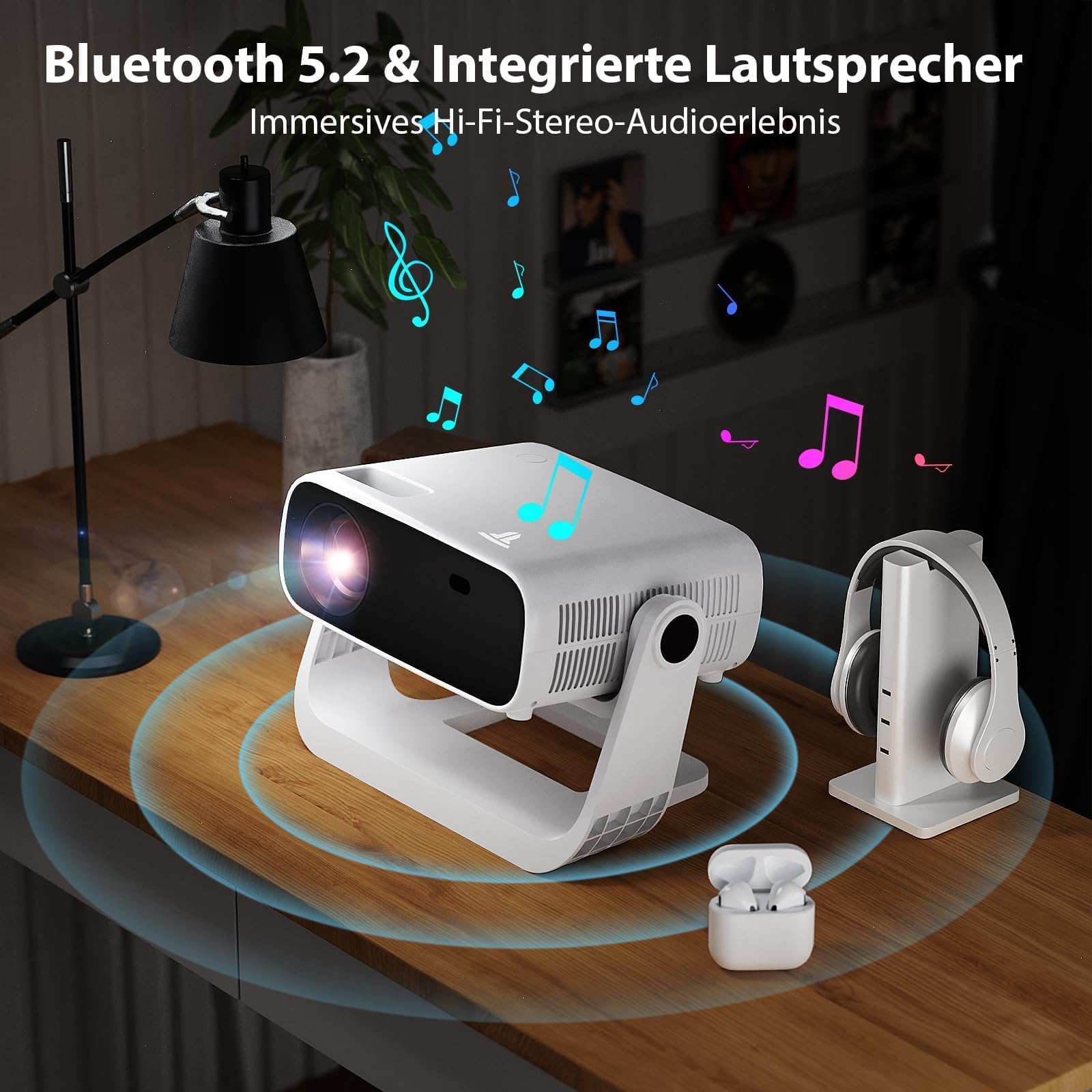 Proiettore con 5G WiFi Bluetooth, 16000 Luen Full HD ini Proiettore Portatile, Video