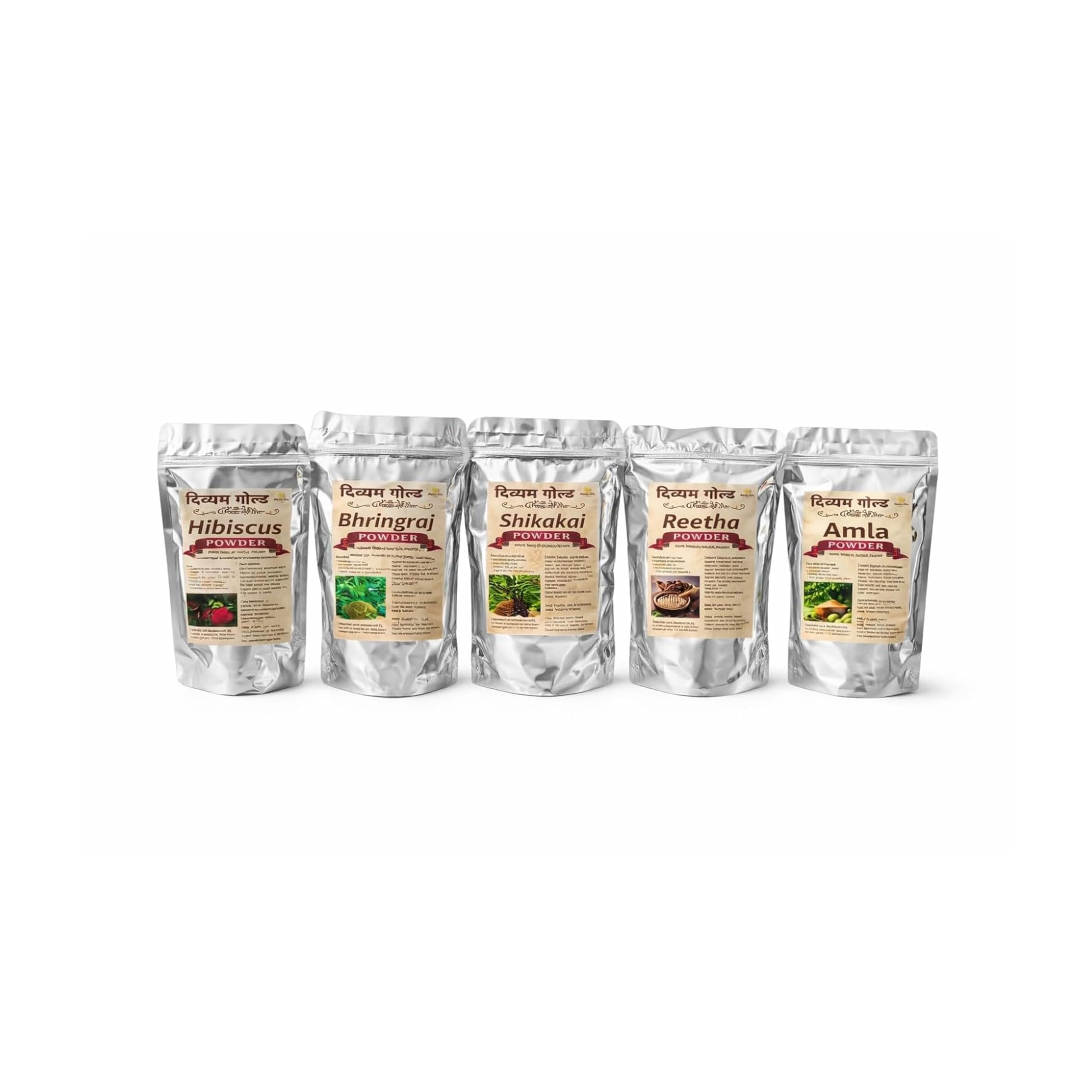 Herbal Hair Care Powder Combo | Amla | Reetha | Shikakai | Bhringraj & Hibiscus | 100% Natural Ayurvedic Hair Cleanser & Conditioner Pack of 5 | Promotes Hair Growth & Reduces Hair Fall | Pure Harbal powder for Hair Mask & Scalp Care-image-0