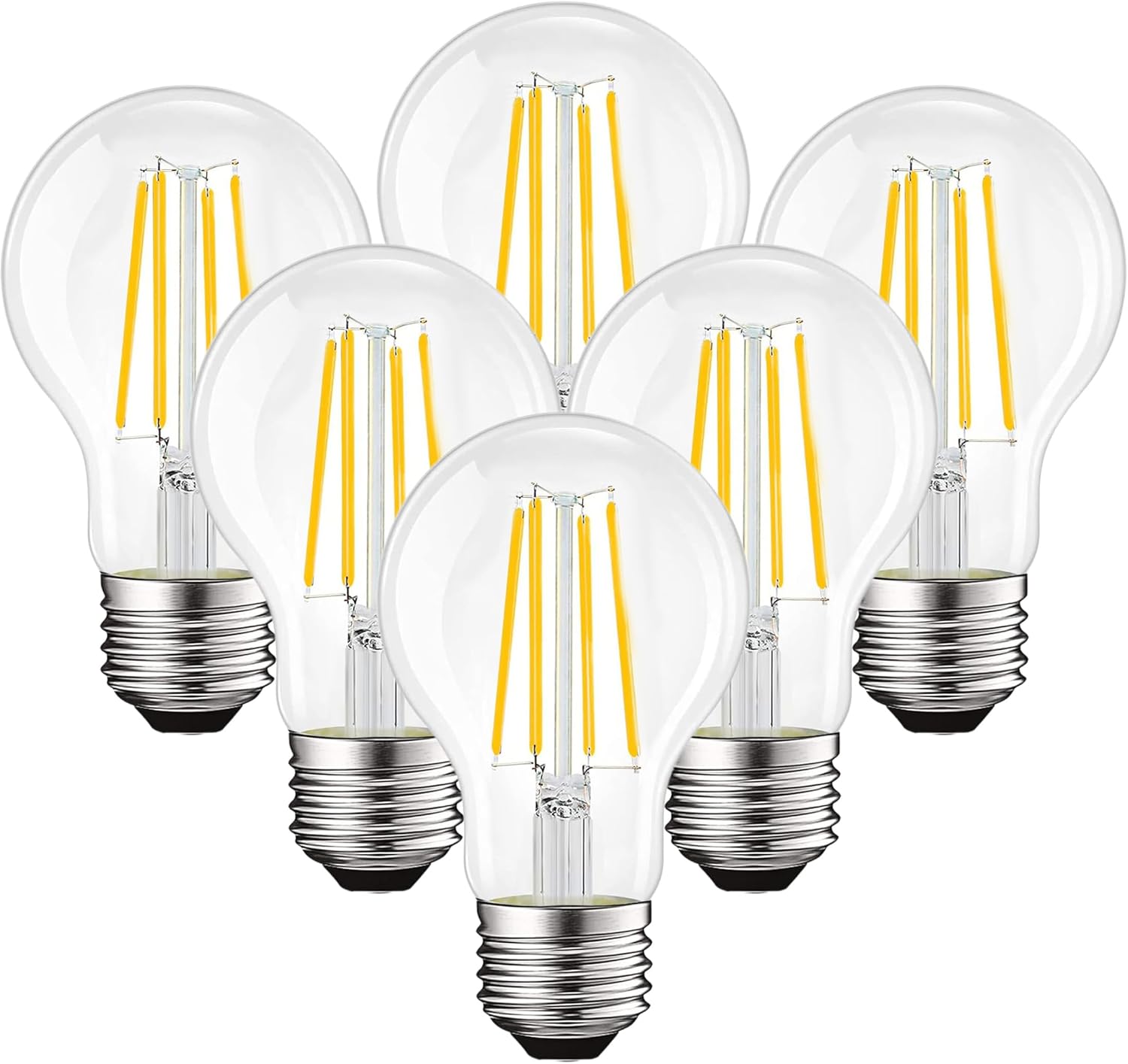 FLWEII 60W Equivalent A19 LED Filament Light Bulbs,Efficient Daylight