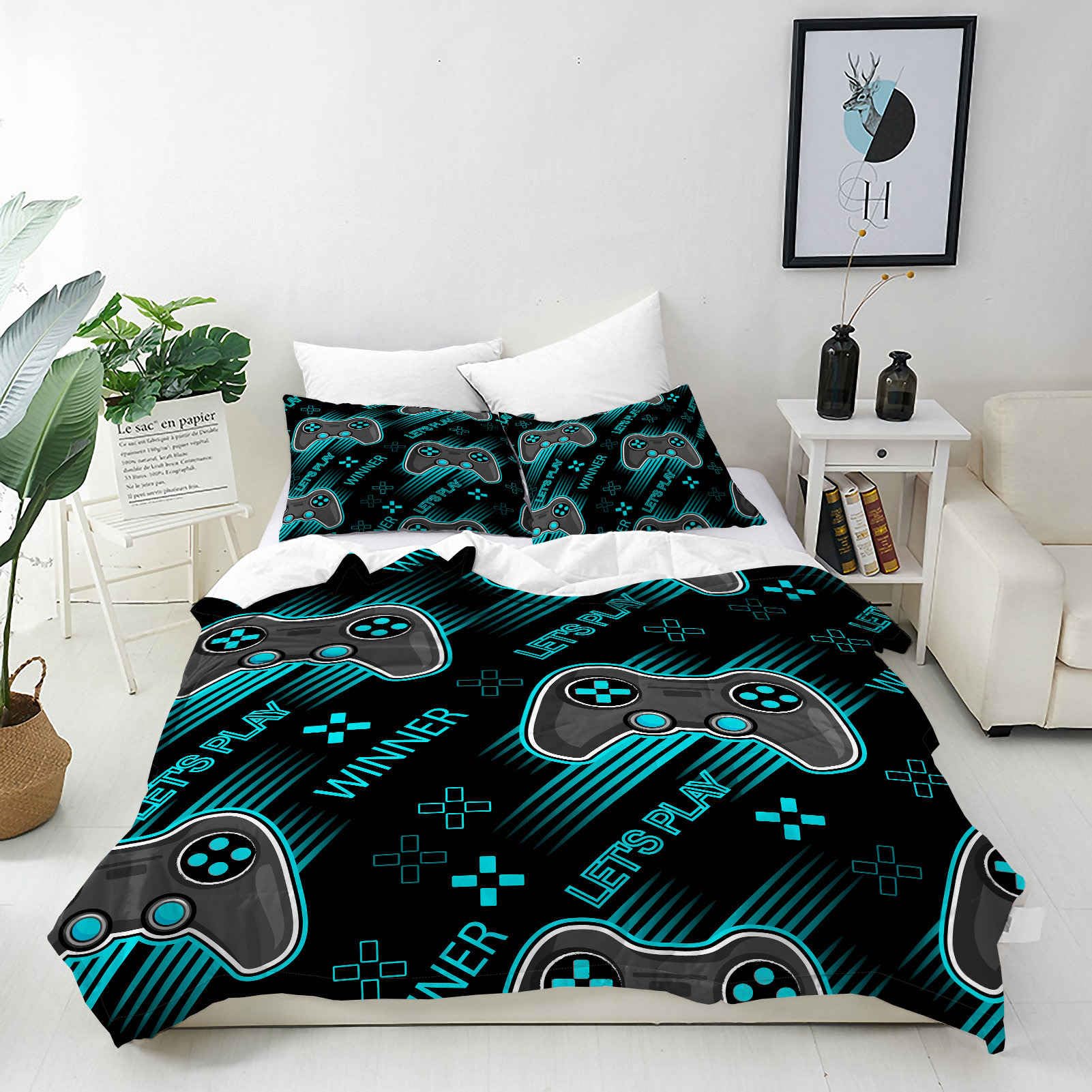 ANHOPE Custom Duvet Cover & Pillowcase Personalised Size Bedding Set with Game Gamepad Joystick Controller Printed Pattern Personalised Quilt Cover for Kids Adults Family — image 1