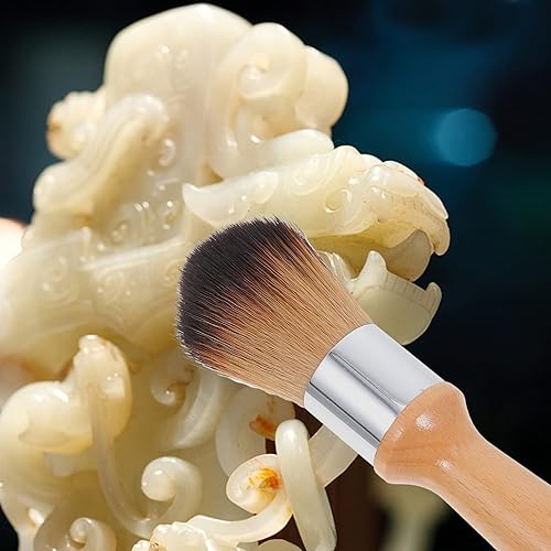 Miniatura 9 de Juego de 2 cepillos de mango de madera para limpiar figuras, estatuas e instrumentos musicales, herramienta de limpieza de cerdas suaves para