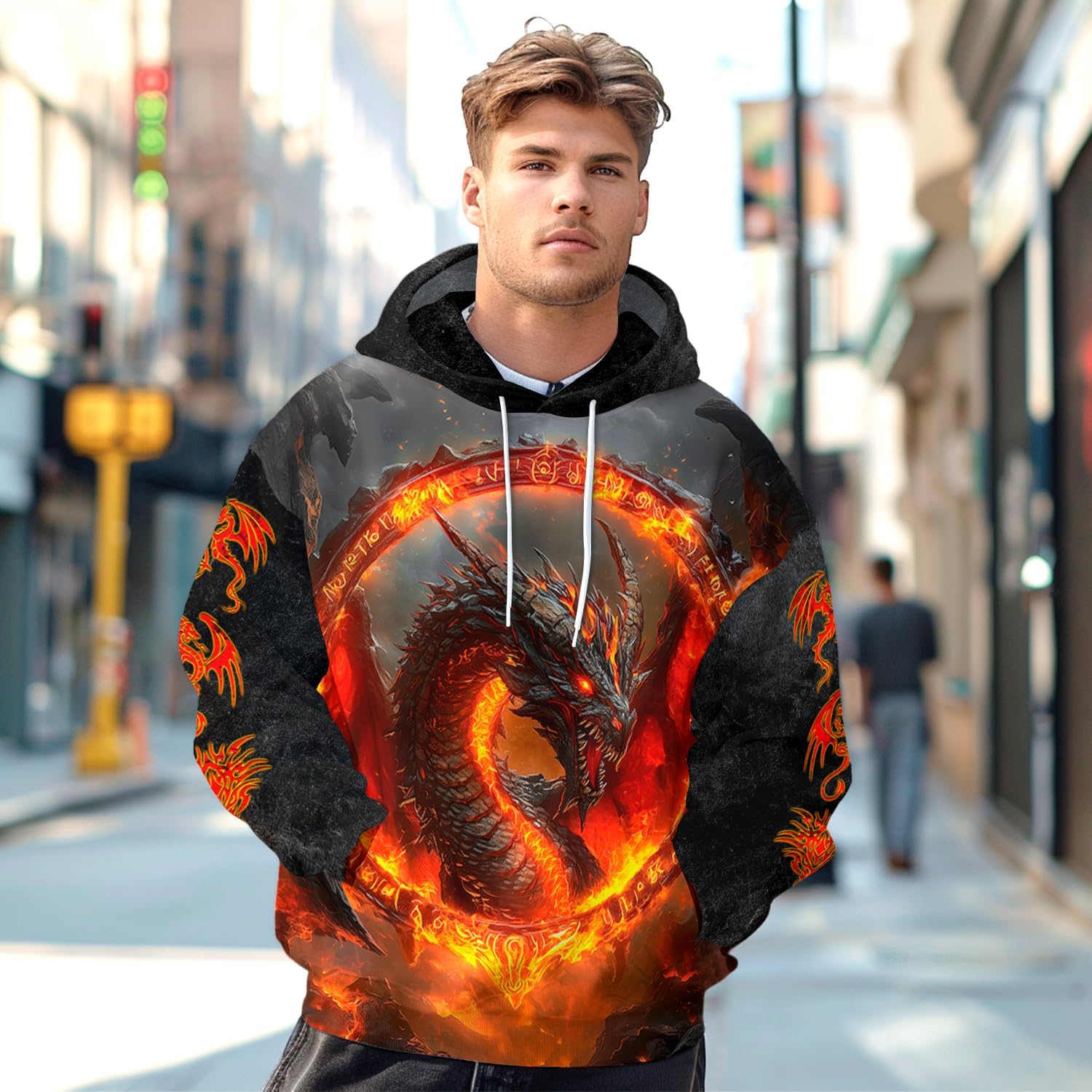 Custom Men's Dragon Hoodie 3D Graphic Hoodies Dragons Casual Sweatshirt Print Full Zip Hoodie Jackets Hooded - Image 2
