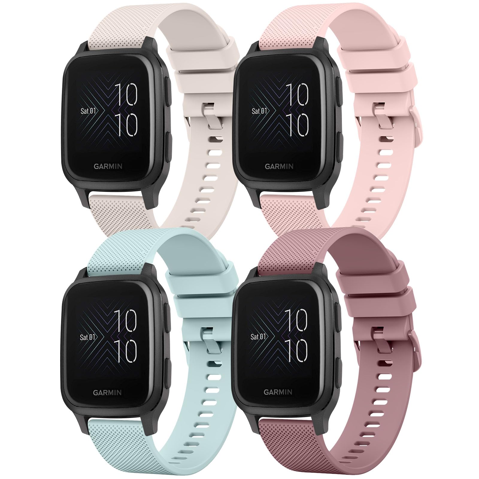 4 Pack Bands for Garmin Venu Sq Watch Band Quick Release 20mm Soft Silicone Compatible with Garmin Venu