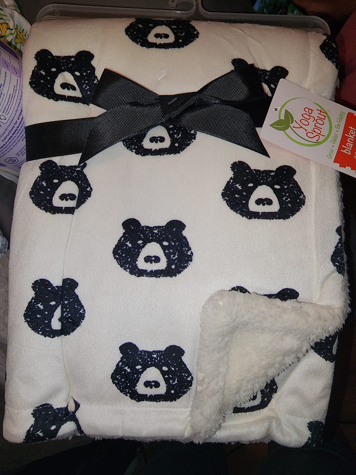 2/mo Finance Yoga Sprout Mink Blanket with Sherpa Backing, Bear