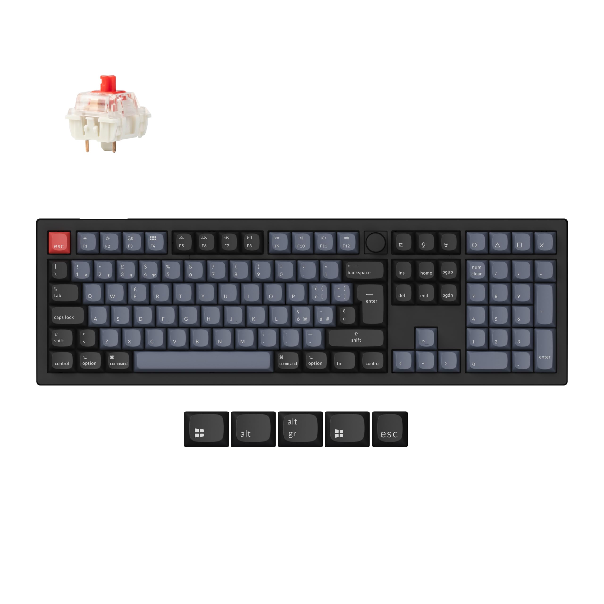 Keychron V6 Max Tastiera Meccanica Wirless Fullsize, 2,4 GHz/Bluetooth/cablata con retroilluminazione RGB a 3 modalità QMK/VIA, macro programmabile, Keycaps PBT, Switch Rossi (ISO/ITA)
