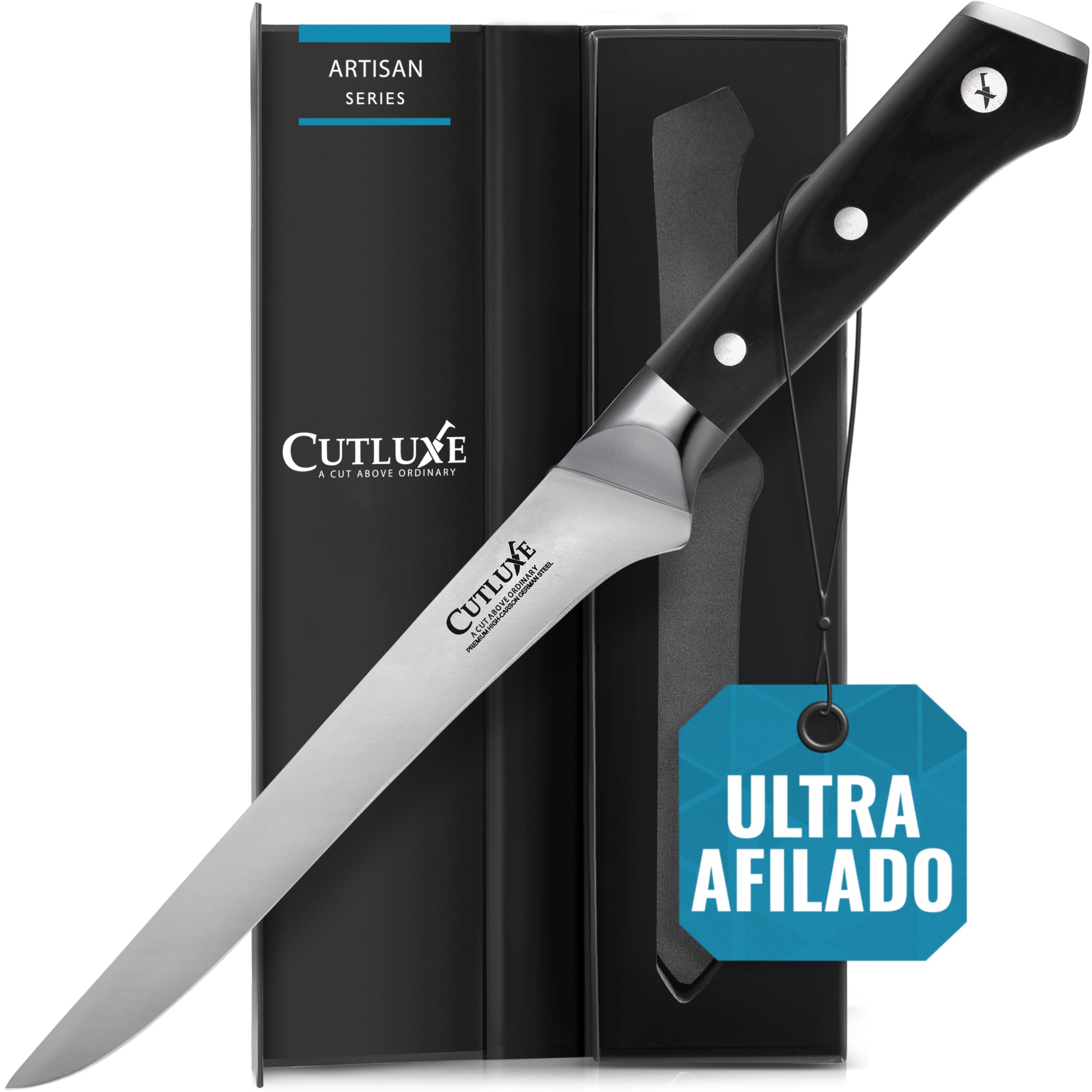 Cutluxe Cuchillo Fileteador y Deshuesar 15cm Acero Alemán Alto Carbono Serie Artesano