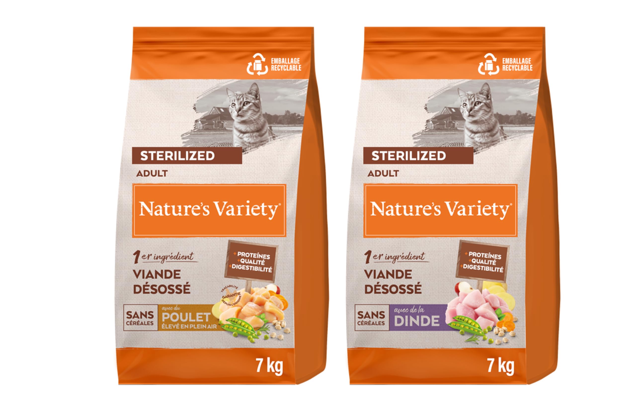 Nature's Variety No Grain Pienso para Gatos Esterilizados con Pollo - 7kg + Nature's Variety No Grain Pienso para Gatos Esterilizados con Pavo - 7kg