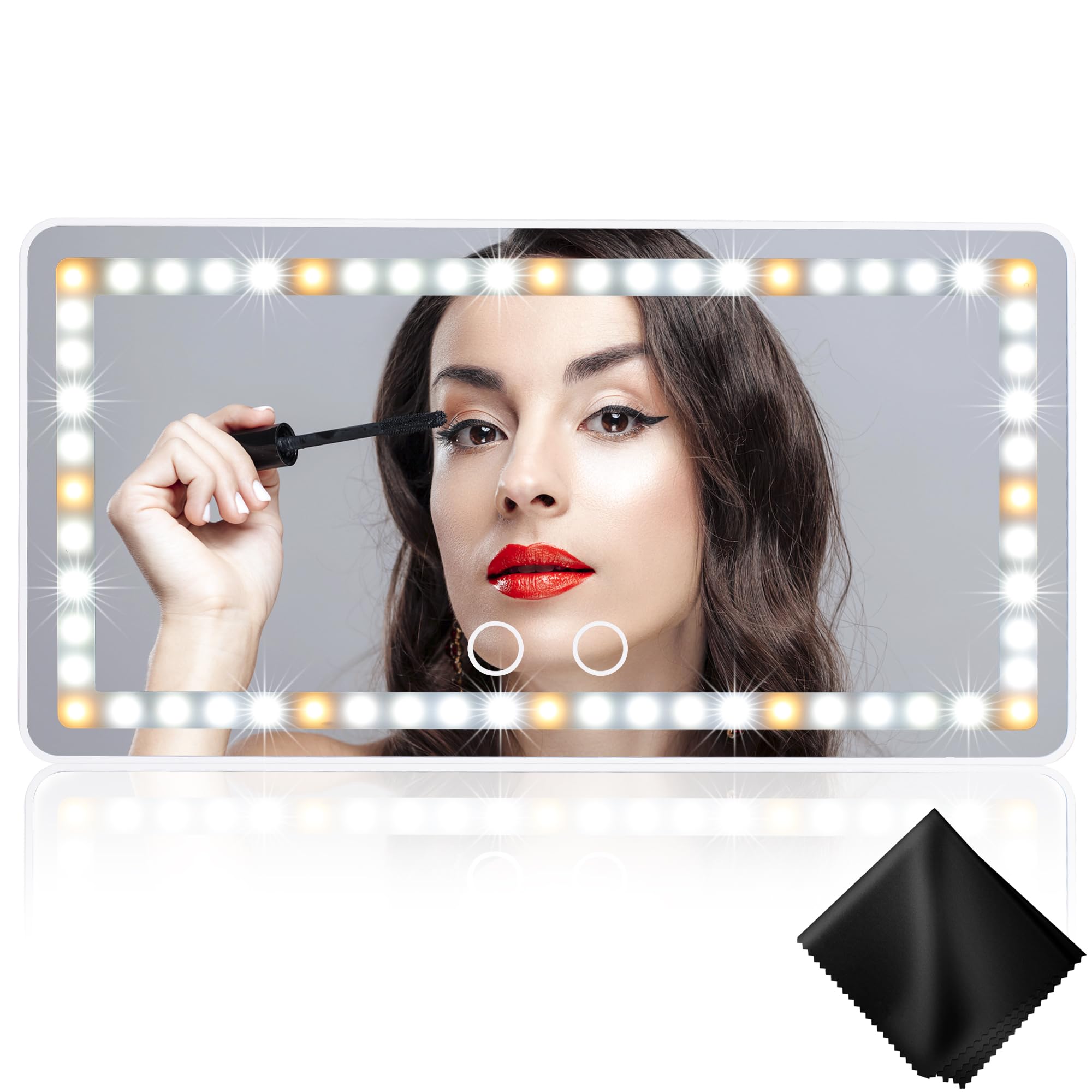 SK Rose Car Visor Vanity Mirror, with Cleaning Cloth & 3 LED Light Modes- Car Accessories for Women, Rear View Sun-Shading Cosmetic Rechargeable Makeup Visor Mirror (universal)