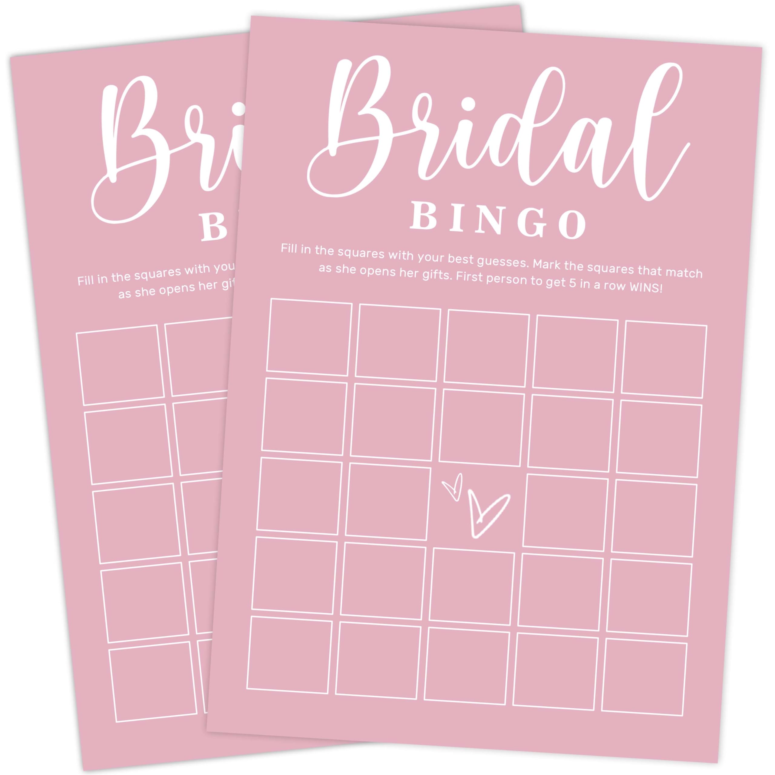 Wedding Shower Advice Cards – 25 Pack, 5x7 Inches, Pink Ribbon Design, Bridal Party Games