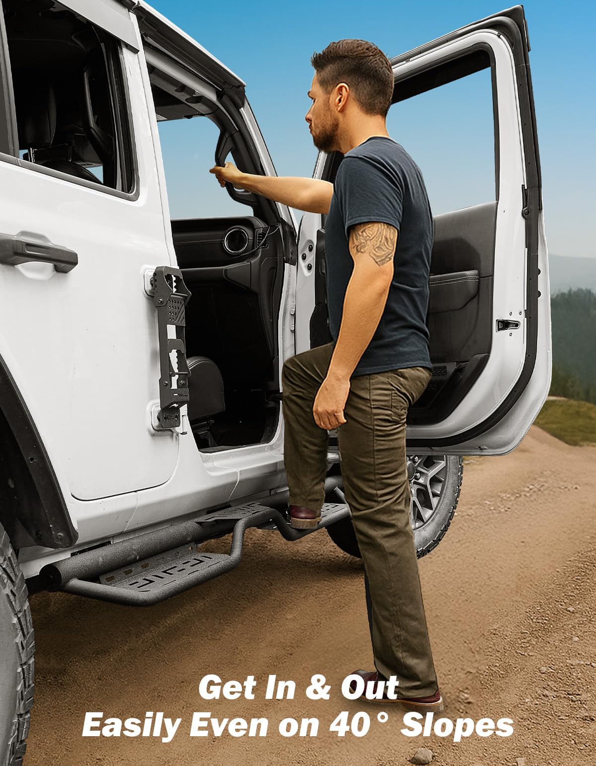 JOYTUTUS Running Boards Side Steps for Wrangler JL 4-Door 2018-2026 | 500LB Capacity | OEM Fit | Anti-Slip Textured Steps