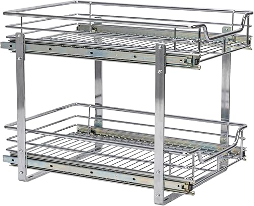 Vista 73 de Household Essentials Glidez - Organizador multiusos de acero cromado extraíble y deslizante para utensilios de cocina y utensilios para hornear