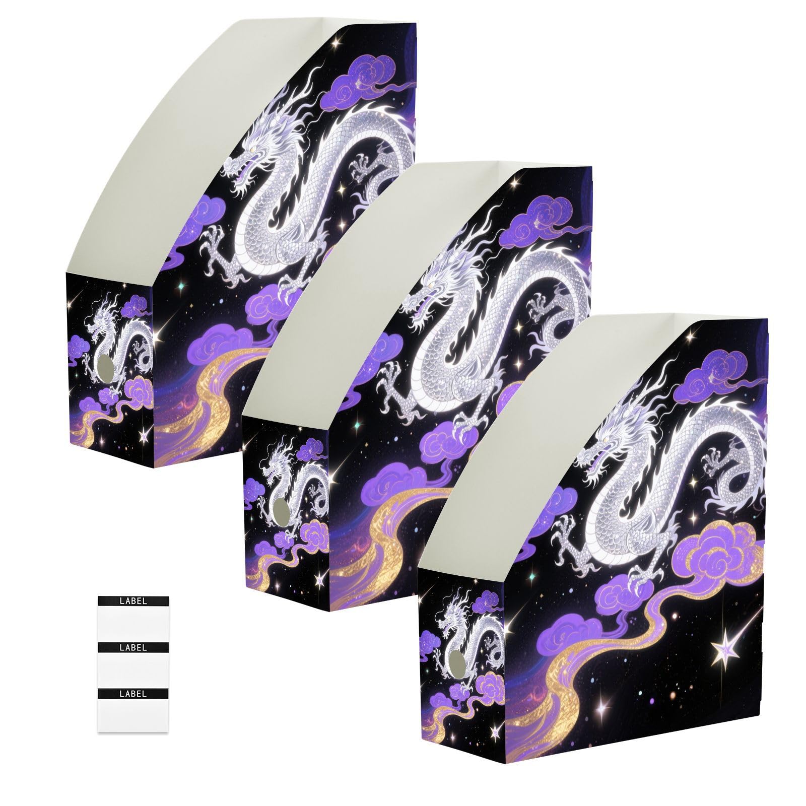 Classeurs pour magazines pliables motif dragon violet pour bureau enfant