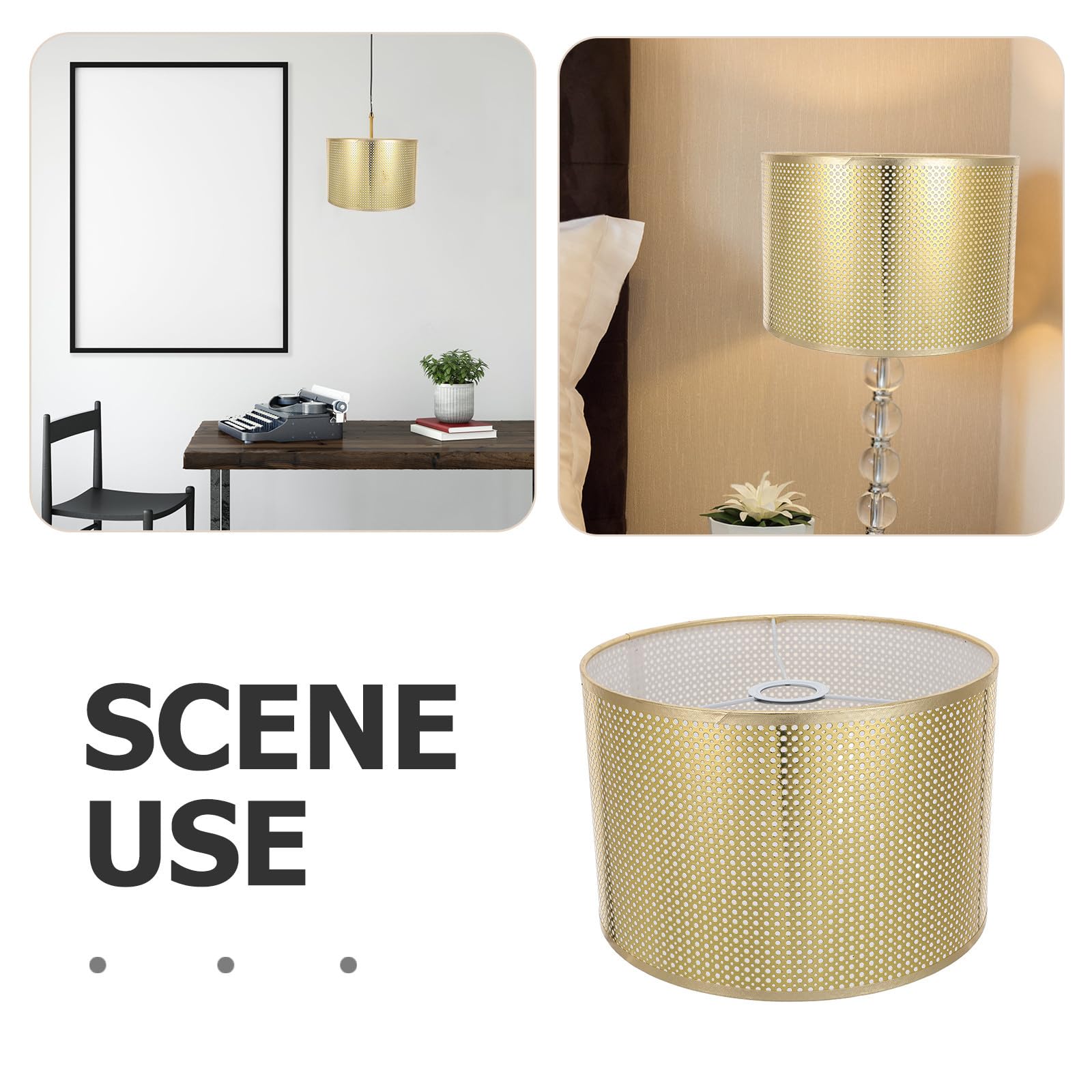 PLAFOPE Paralume Oro Attacco E27, Forma a Tamburo, Diffusore di Luce Morbida per Lampada da Tavolo e Lampada da Terra, Design Classico Artistico per Ambiente Domestico