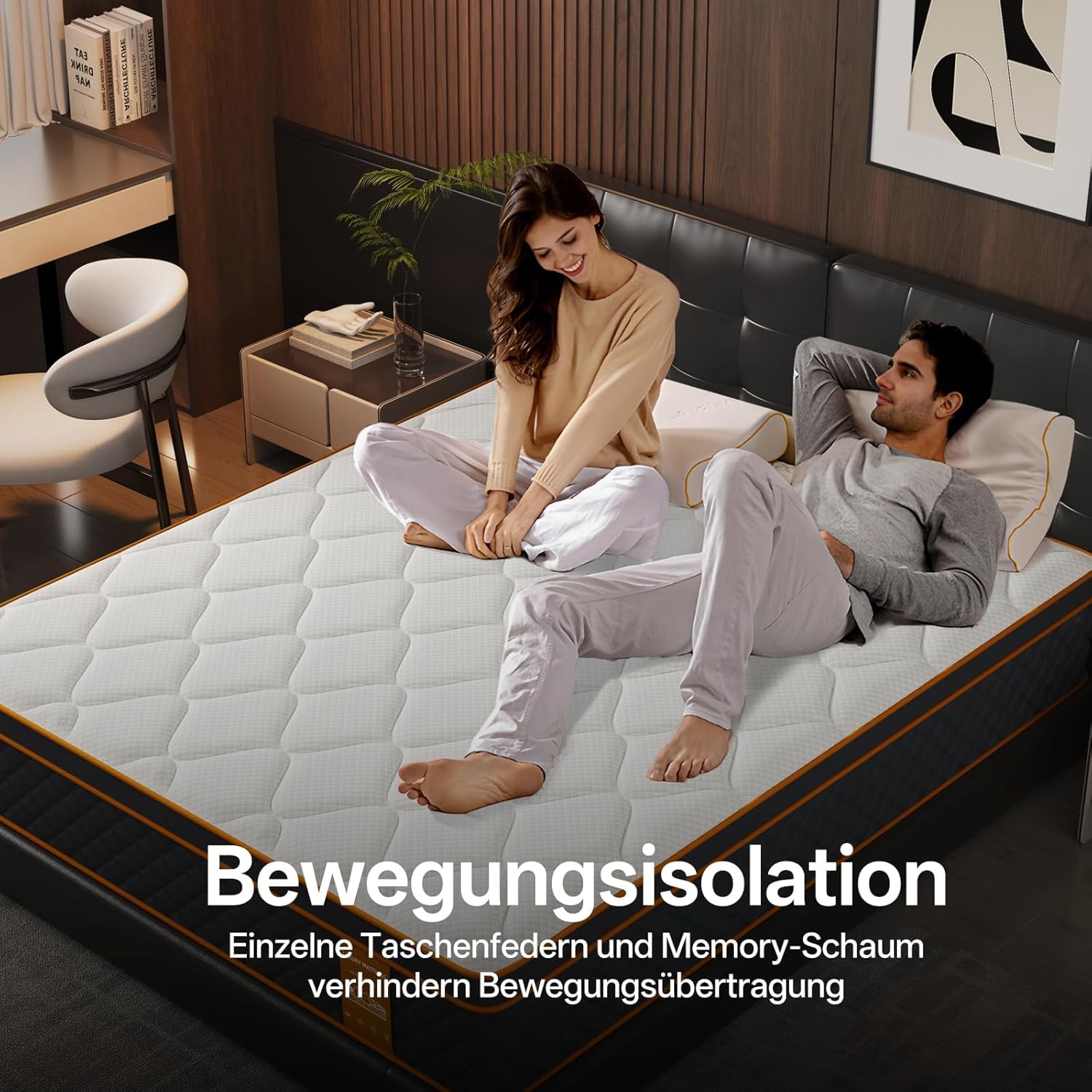 Matelas 135 x 190 cm, hauteur 25 cm, matelas à ressorts 7 zones, dureté H3, orthopédique et ergonomique avec couche de mousse à mémoire de forme, soulage le dos, version améliorée