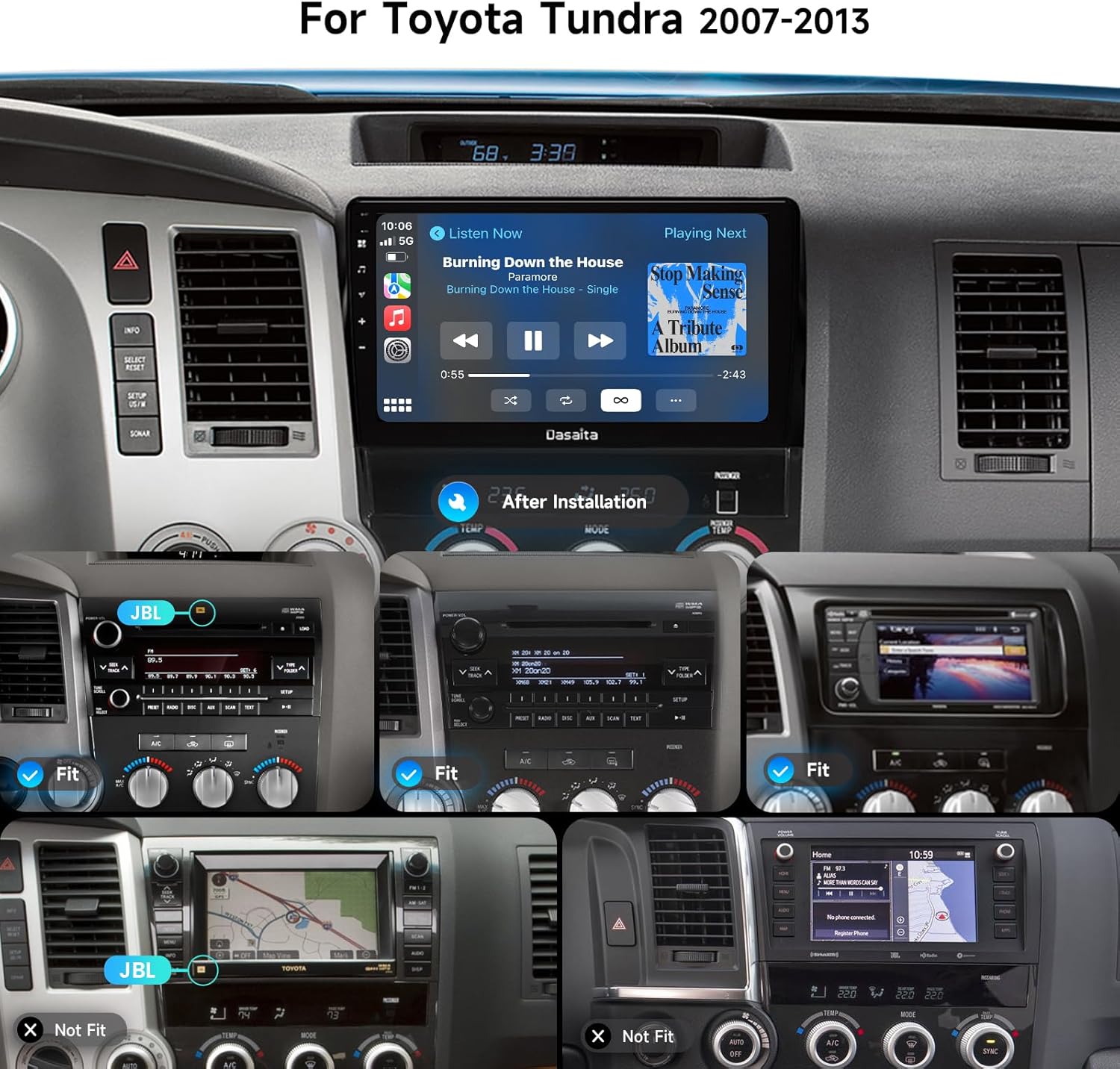 Dasaita Android 13 Car Stereo for Toyota Tundra 2007-2013 with Wireless Carplay & Android Auto, 10.2" Touch Screen Head Unit, GPS, Radio, 6G RAM 64G ROM, Bluetooth 5.0, 5G WiFi, 4G LTE