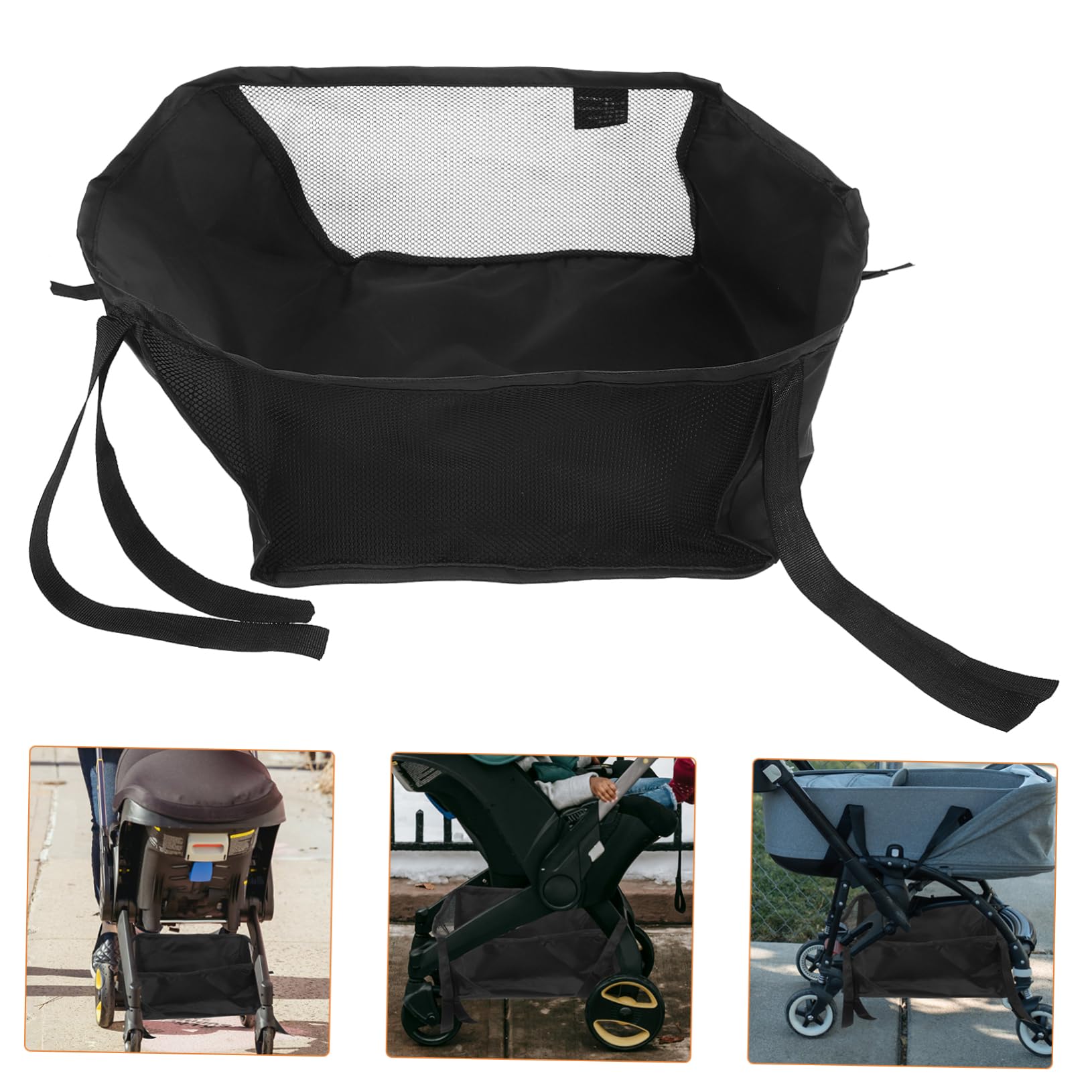 Organizzatore per Passeggino Borsa Inferiore Oxford Nero, Facile da Installare, per Spesa e Attività All'aperto Ragazzo Ragazza