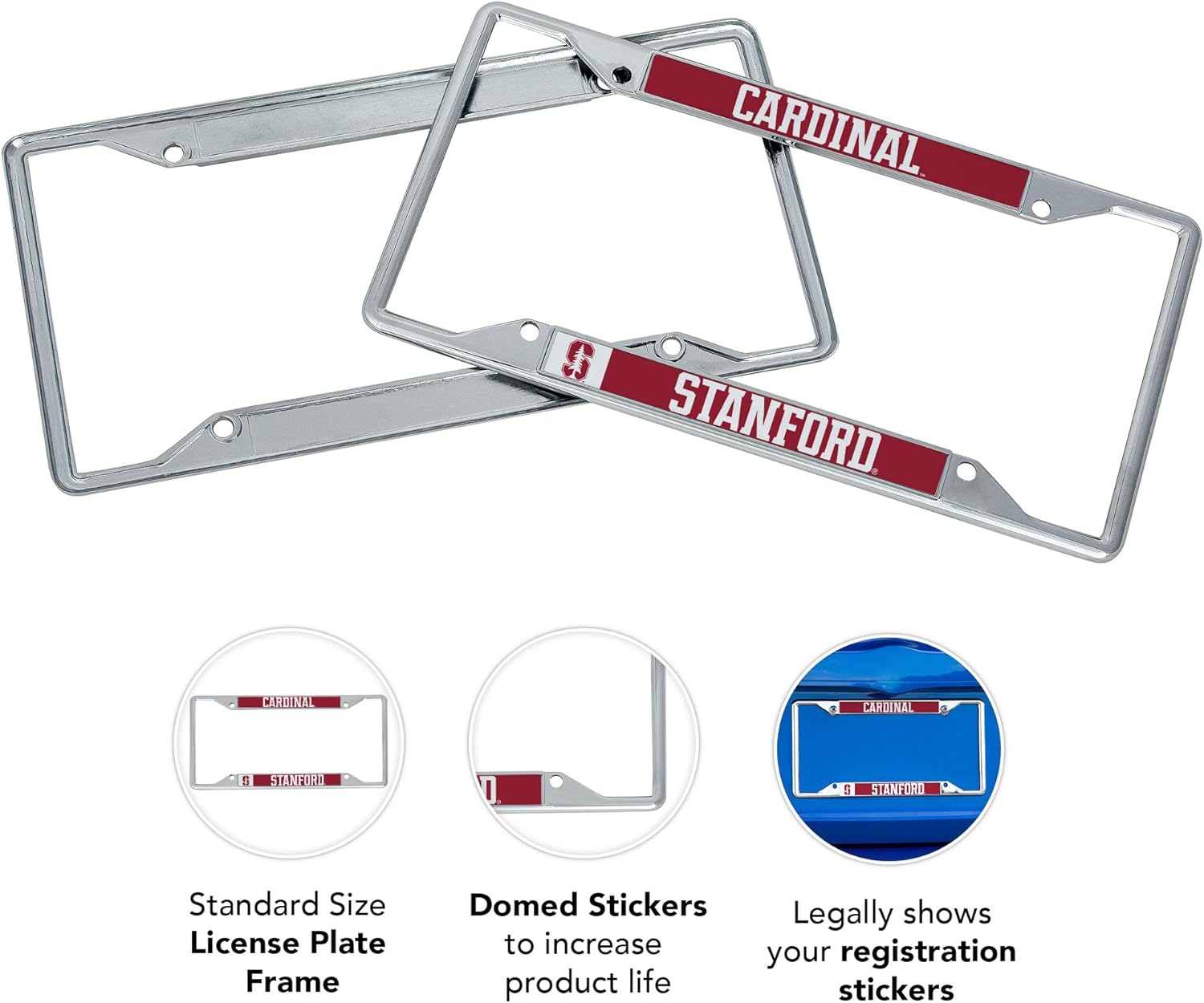 Desert Cactus Stanford University License Plate Frame Car Tag Holder for Front or Back of Car Officially Licensed Metal (Mascot 2-Pack)