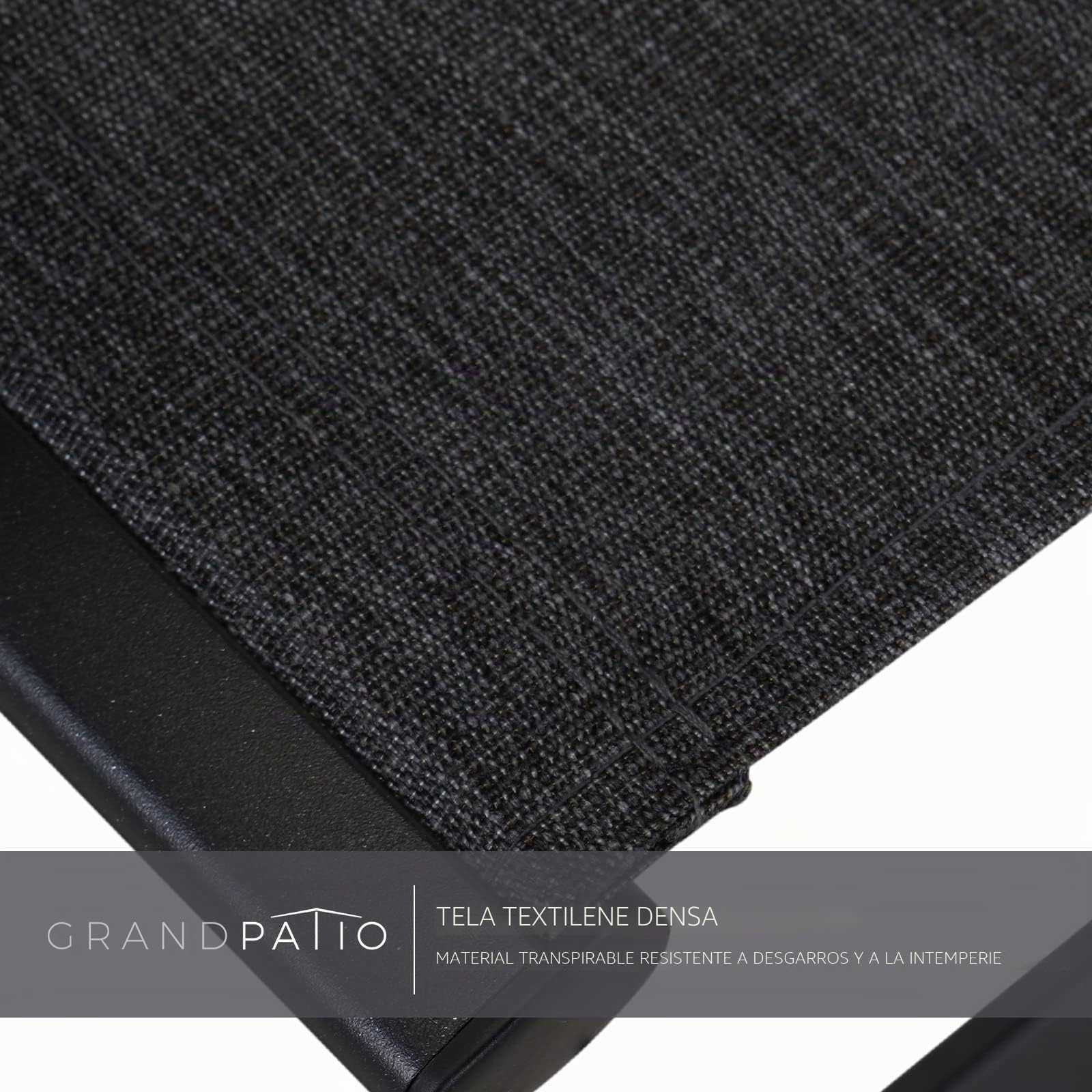 Grand patio Silla de jardín de Respaldo Alto, Plegable Silla de Aluminio, con Reposabrazos Resistentes, Ajustable de 6 Posiciones, Ligera, Portátil, Silla para Interiores (Negro)