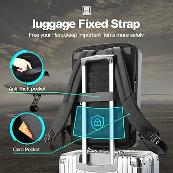 BOPai Hard Shell Tsa Laptop Backpack for Men Gaming Backpack for 17.3 inch Anti Theft Expansion Backpack Light Slim Black Usb Waterproof 15.6 Rucksack