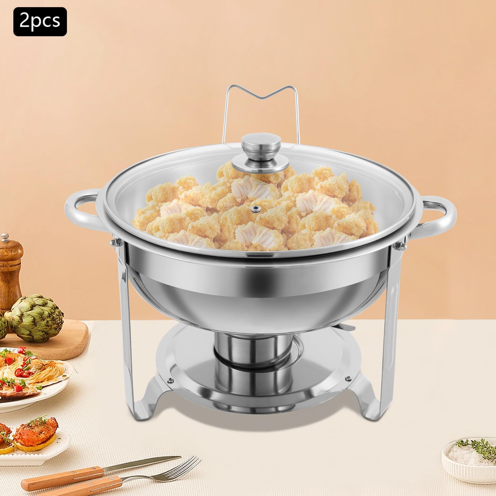 2 scaldavivande Buffetware Chafing Dish Argento con funzione di mantenimento del caldo adatto per buffet feste e alberghi